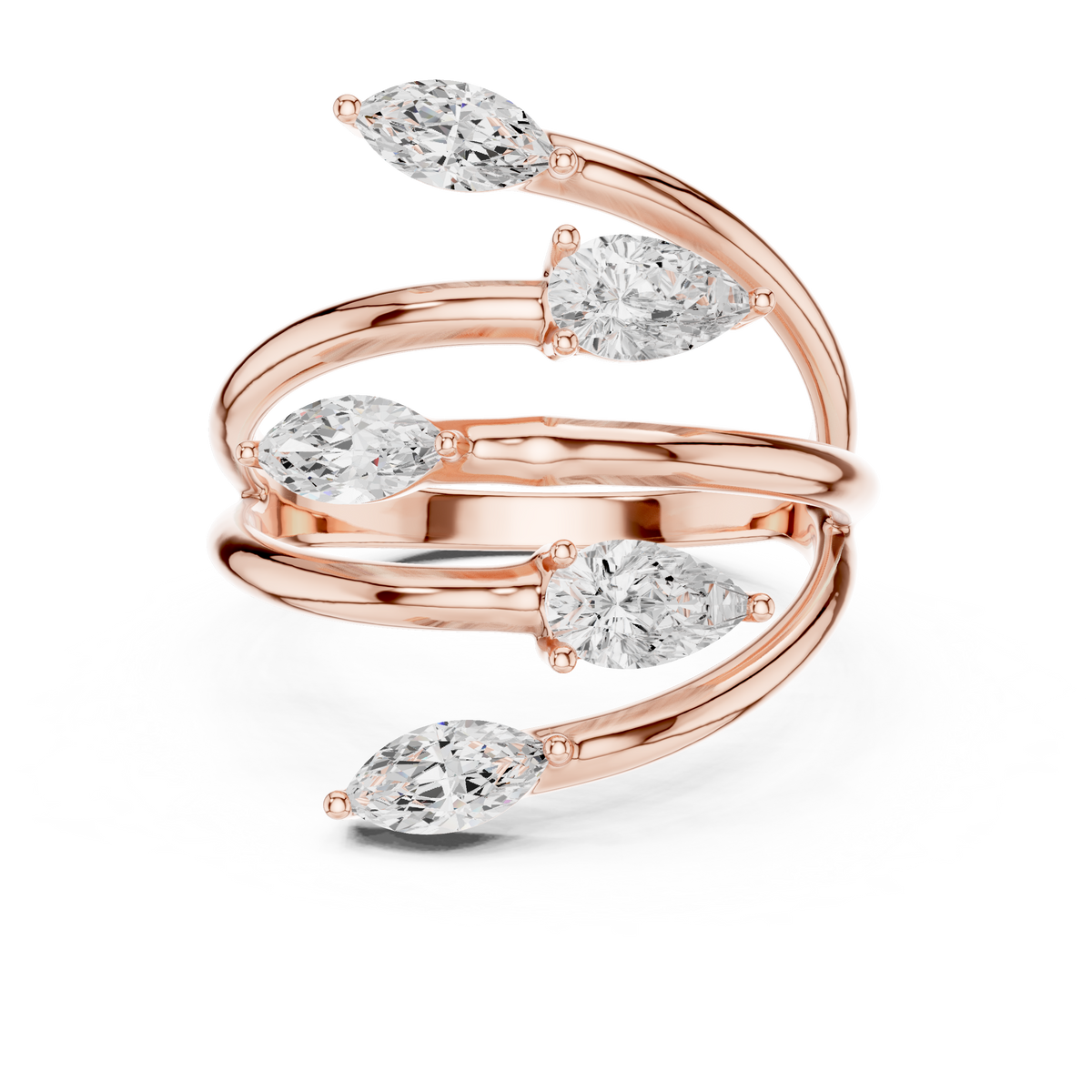 Pear & Marquise Diamond Five Stone Statement Ring – view 5 of 12, lab grown diamond ring | Jewelix Atelier