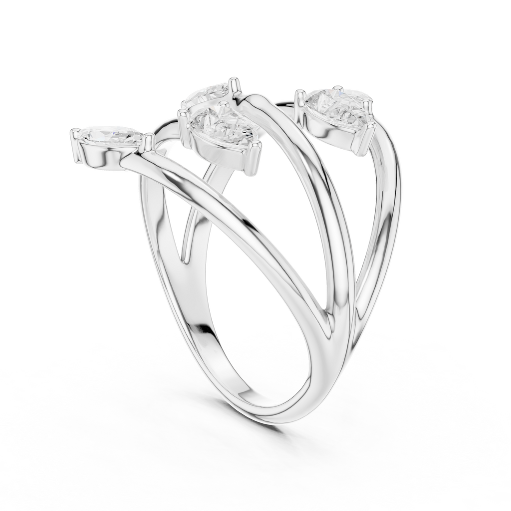 Pear & Marquise Diamond Five Stone Statement Ring