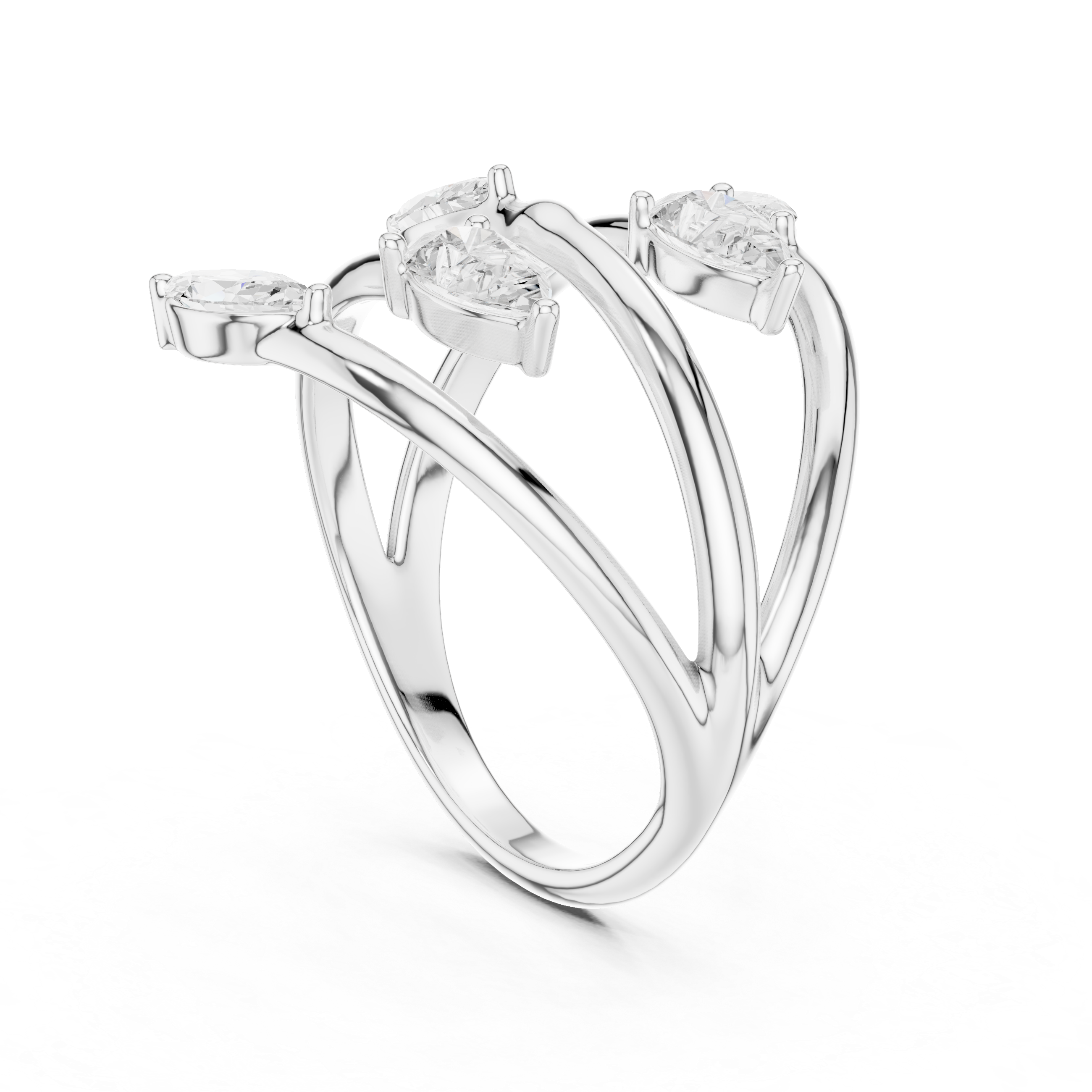 Pear & Marquise Diamond Five Stone Statement Ring