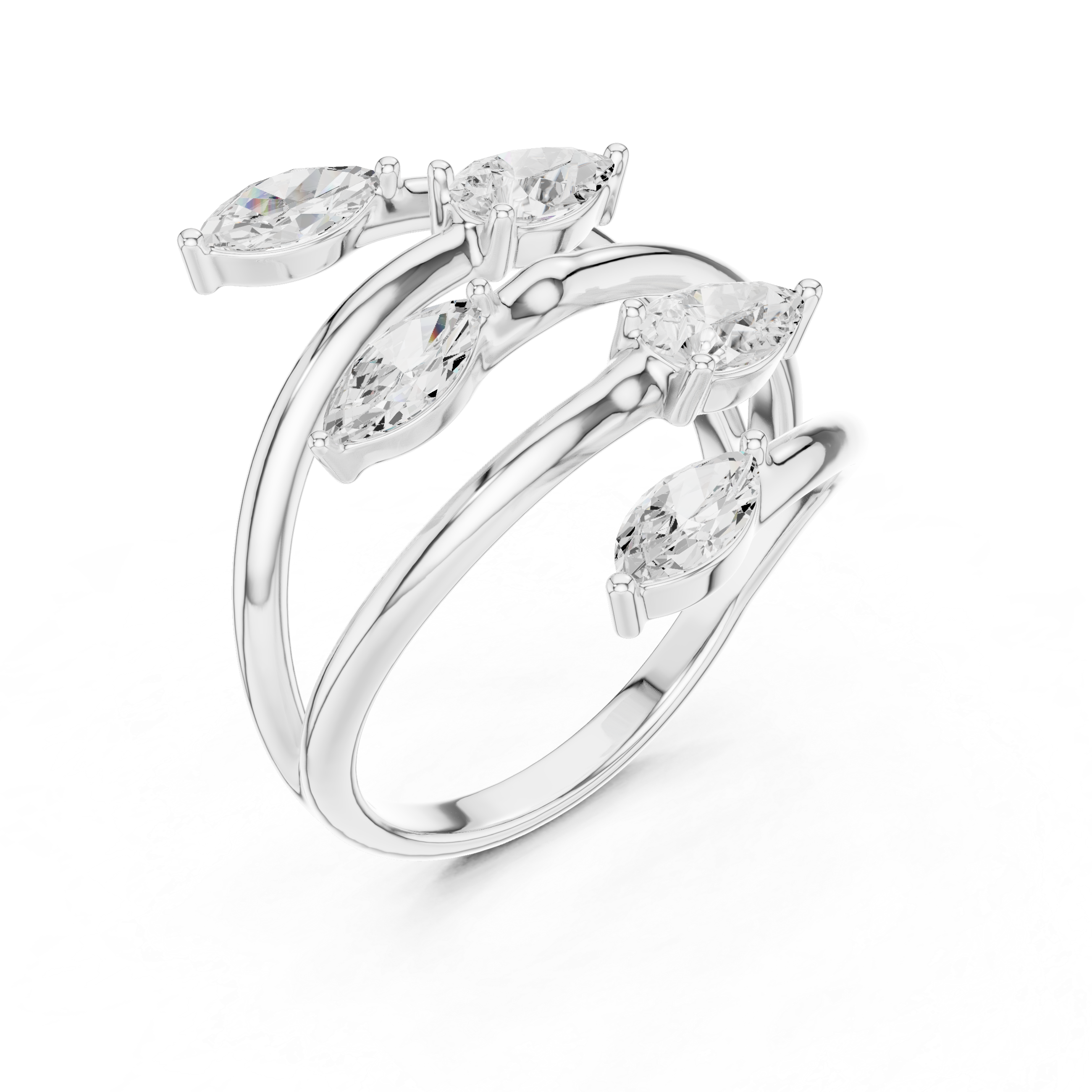 Pear & Marquise Diamond Five Stone Statement Ring