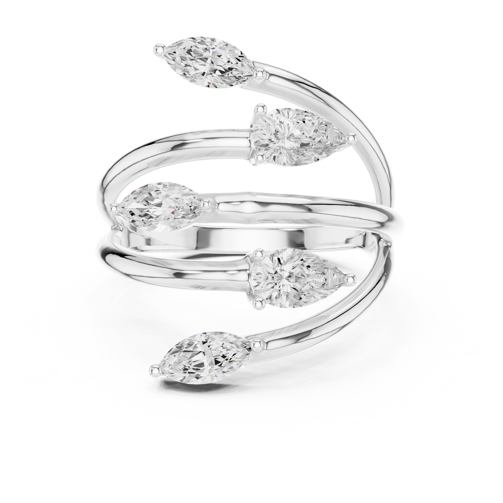 Pear & Marquise Diamond Five Stone Statement Ring