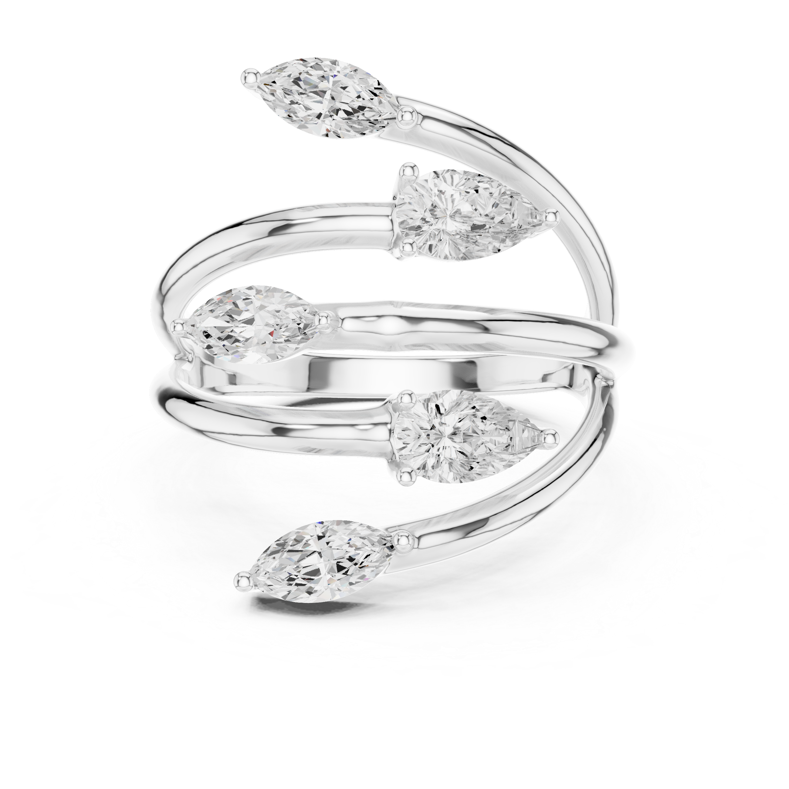 Pear & Marquise Diamond Five Stone Statement Ring