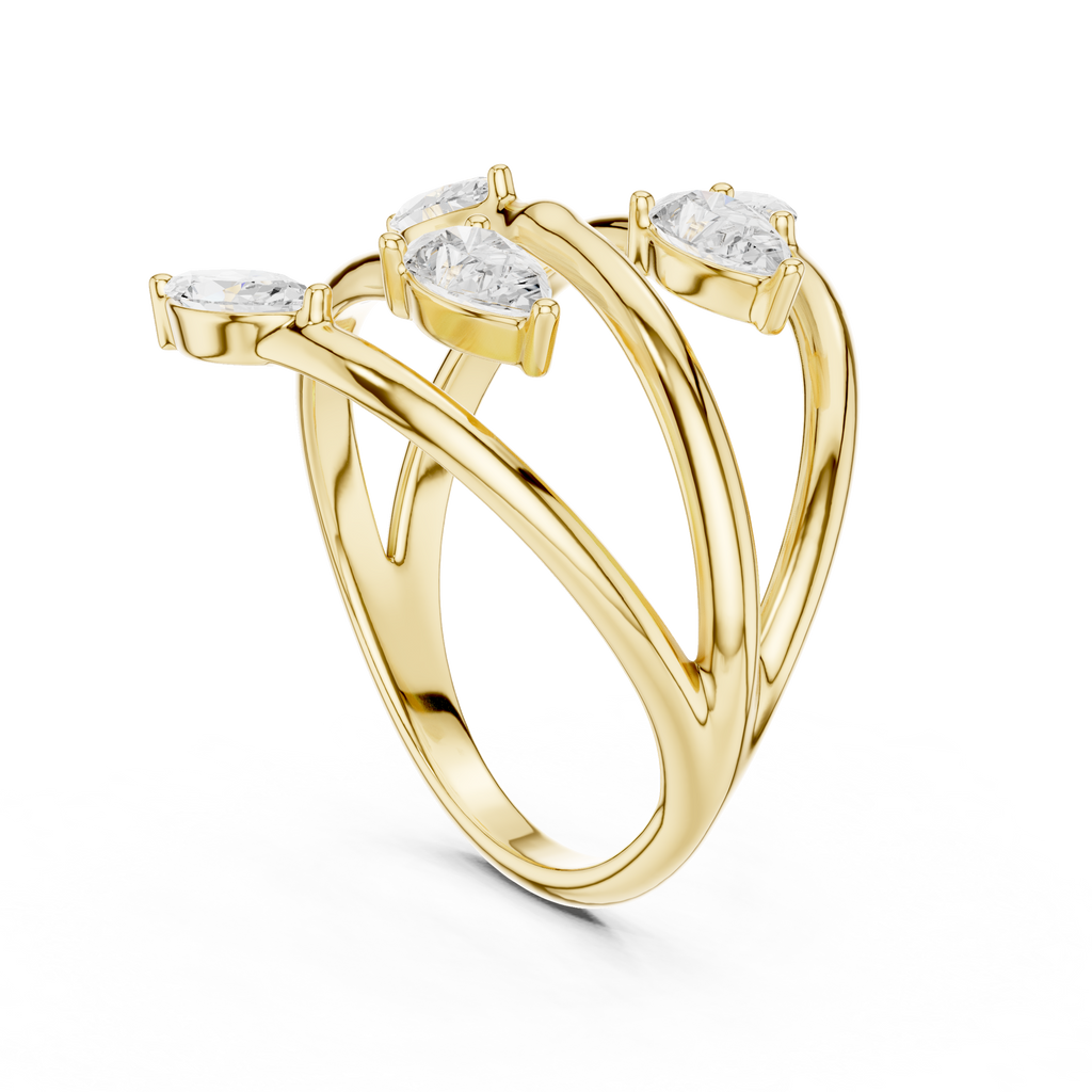 Pear & Marquise Diamond Five Stone Statement Ring
