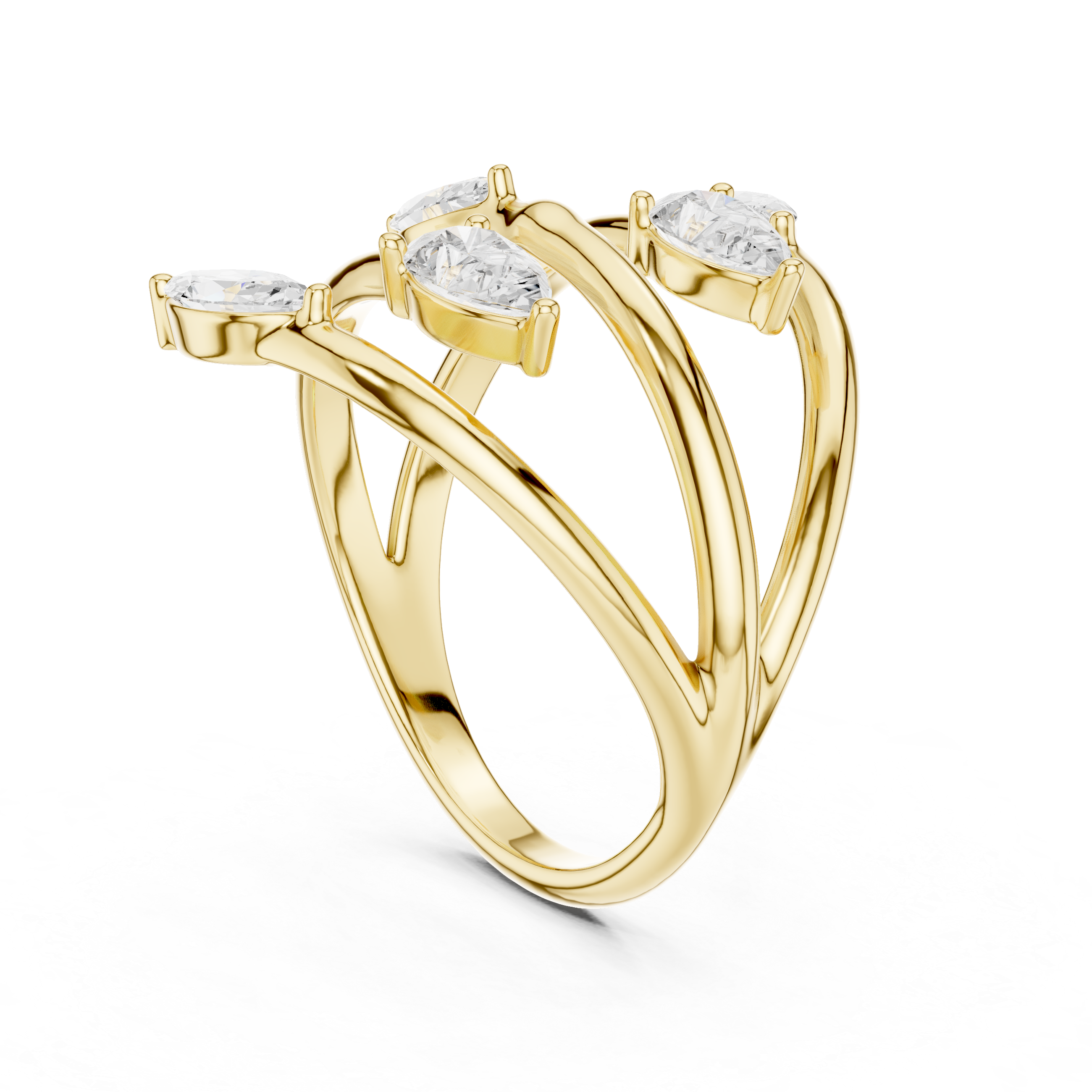 Pear & Marquise Diamond Five Stone Statement Ring