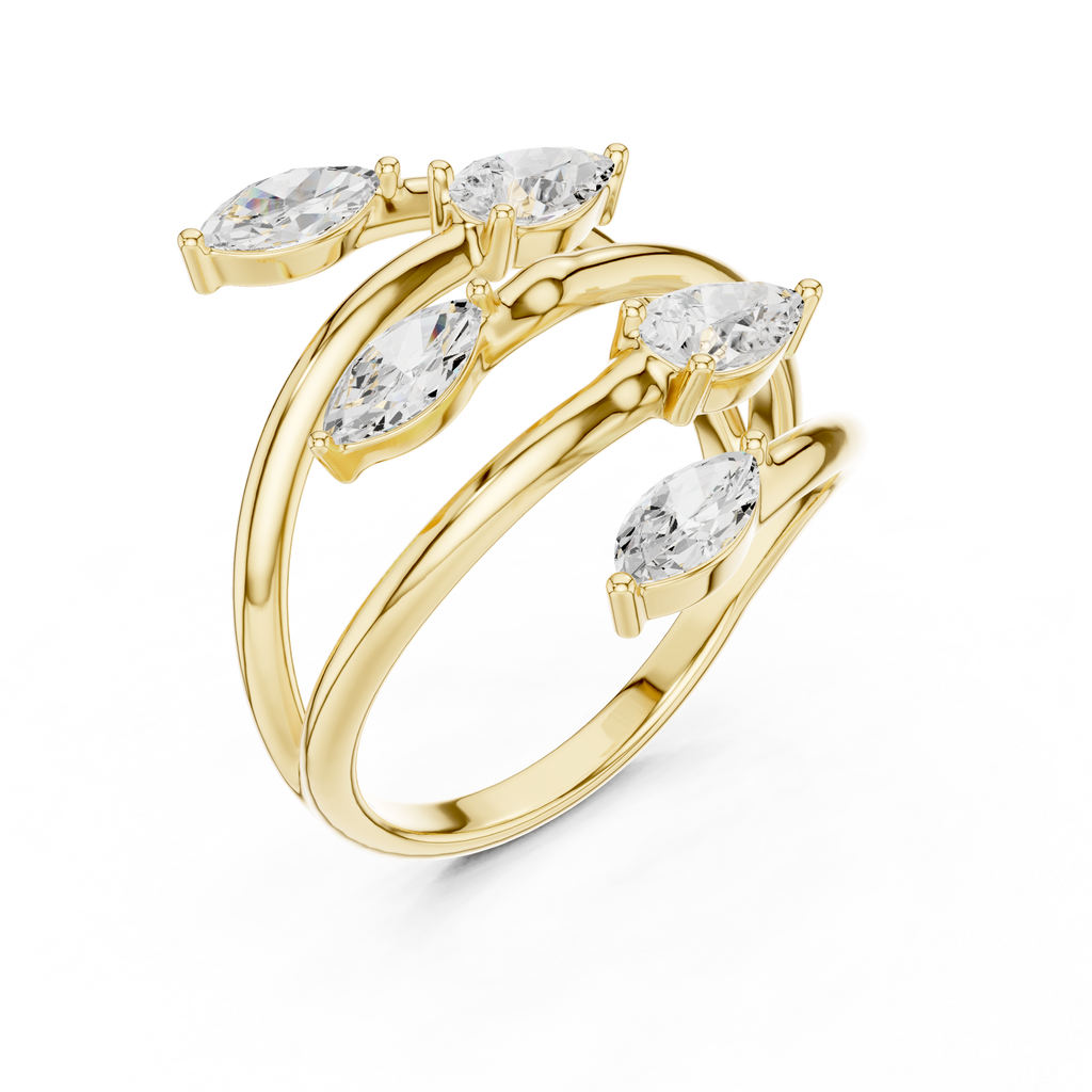 Pear & Marquise Diamond Five Stone Statement Ring