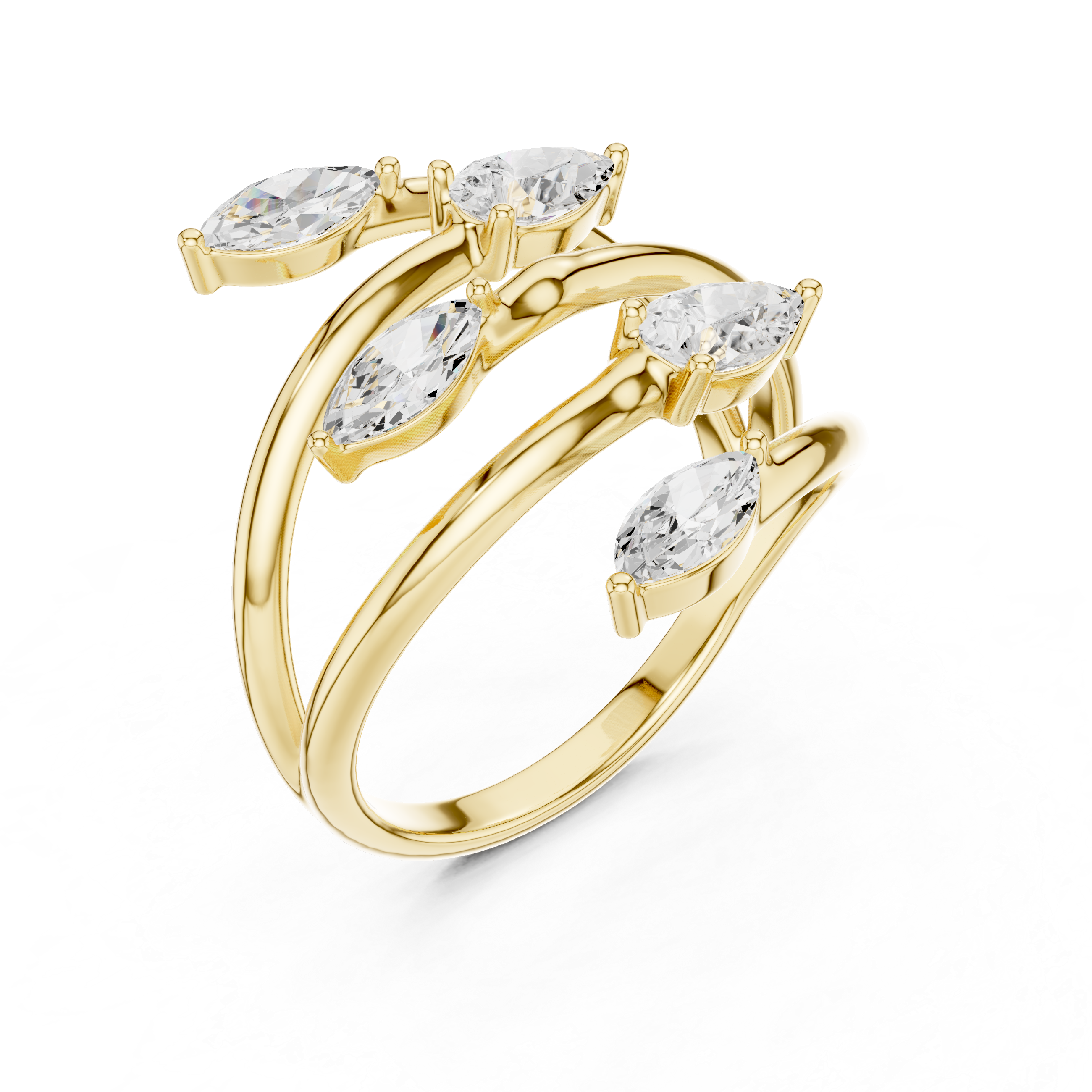 Pear & Marquise Diamond Five Stone Statement Ring