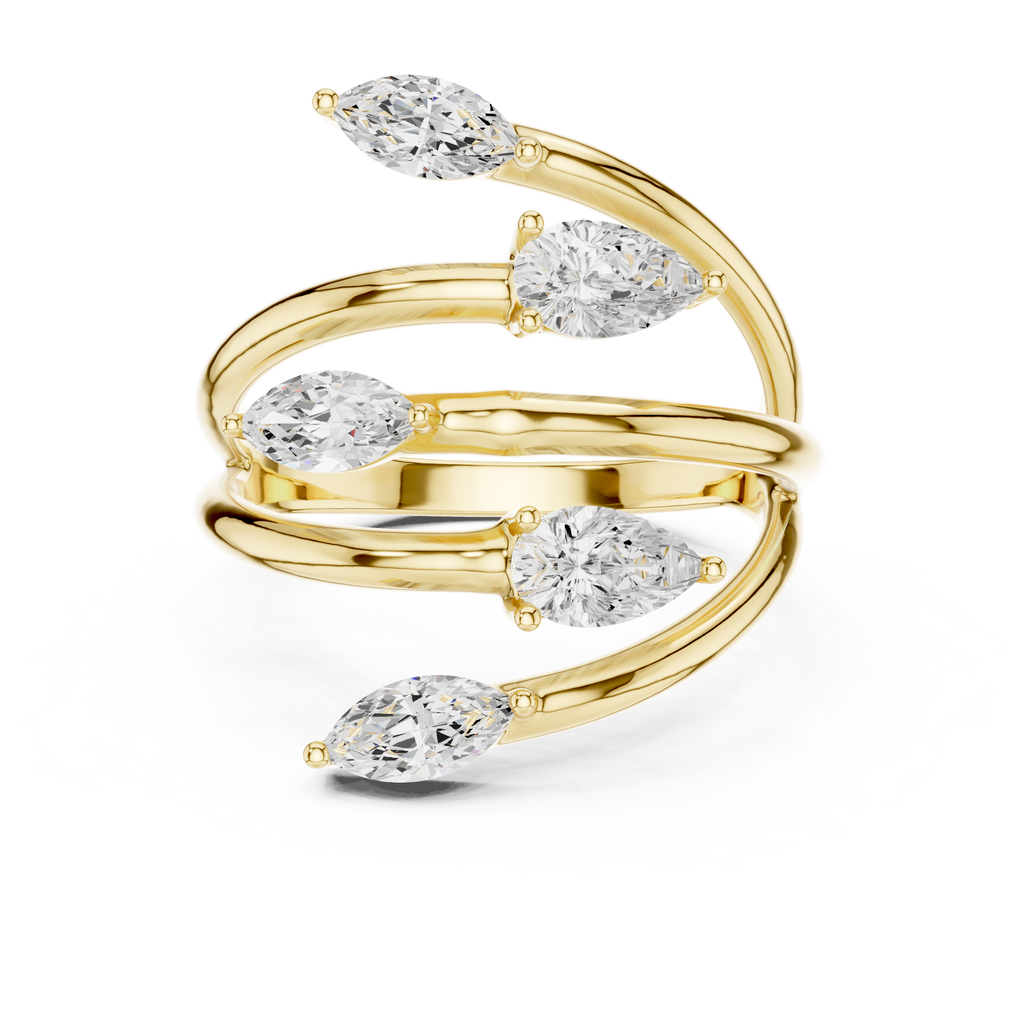Pear & Marquise Diamond Five Stone Statement Ring