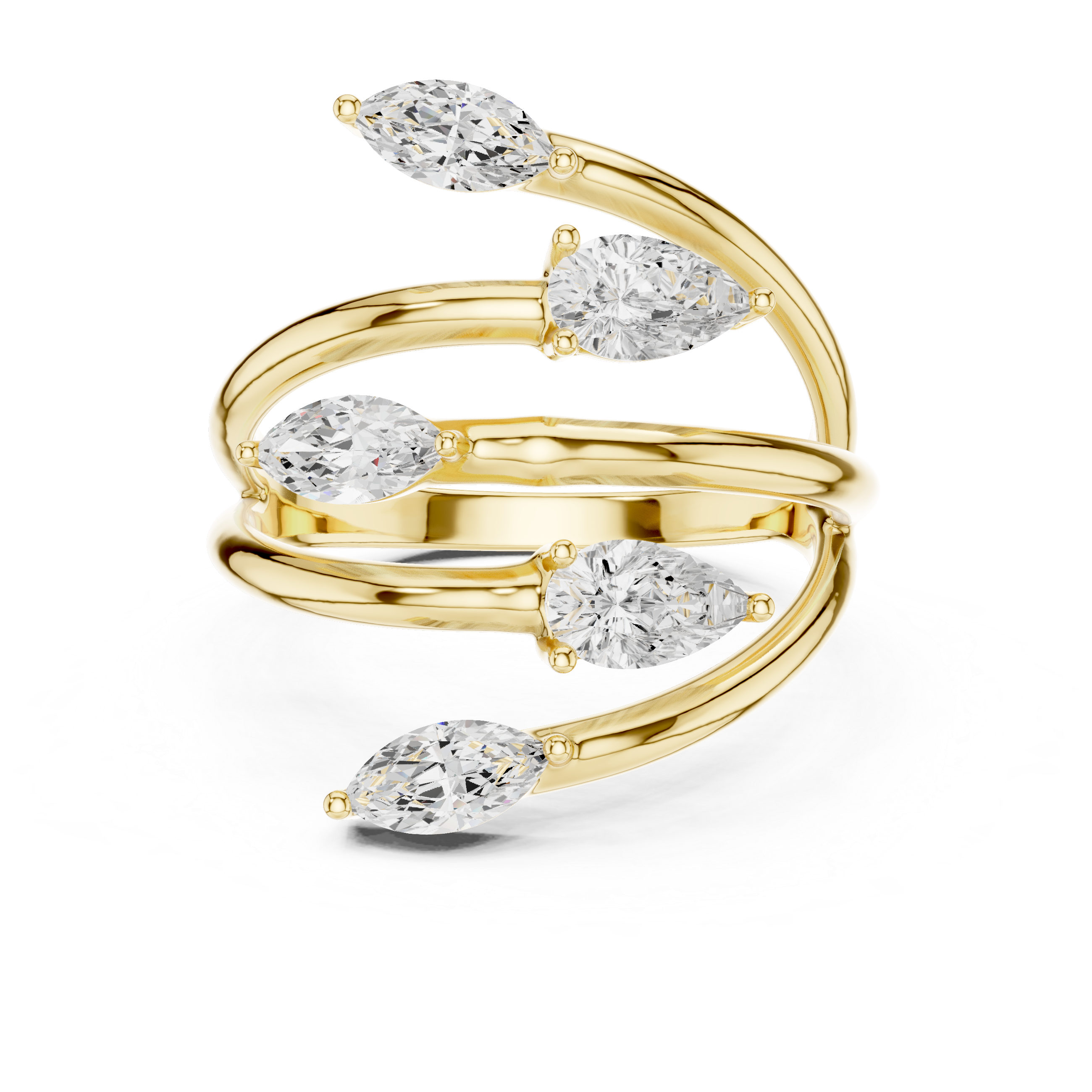 Pear & Marquise Diamond Five Stone Statement Ring