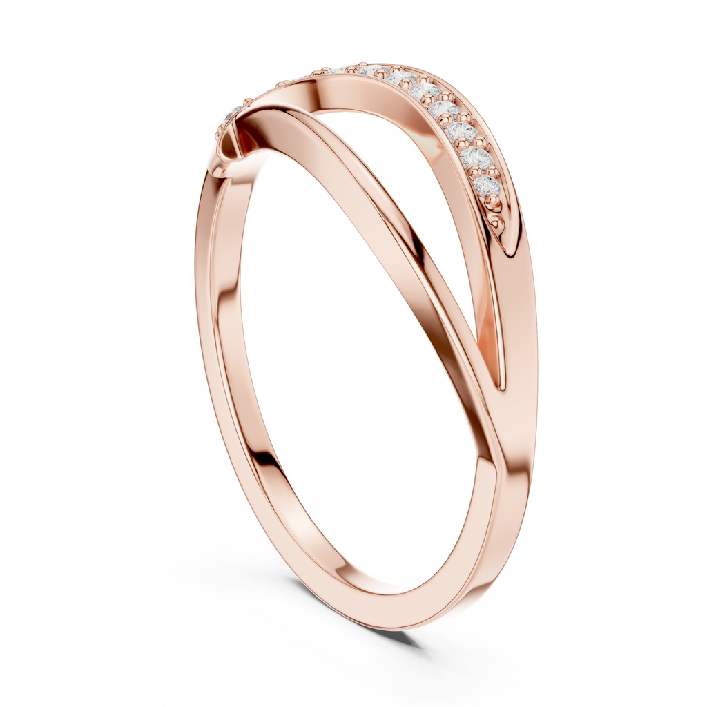 Curved Pavé Diamond Wedding Ring