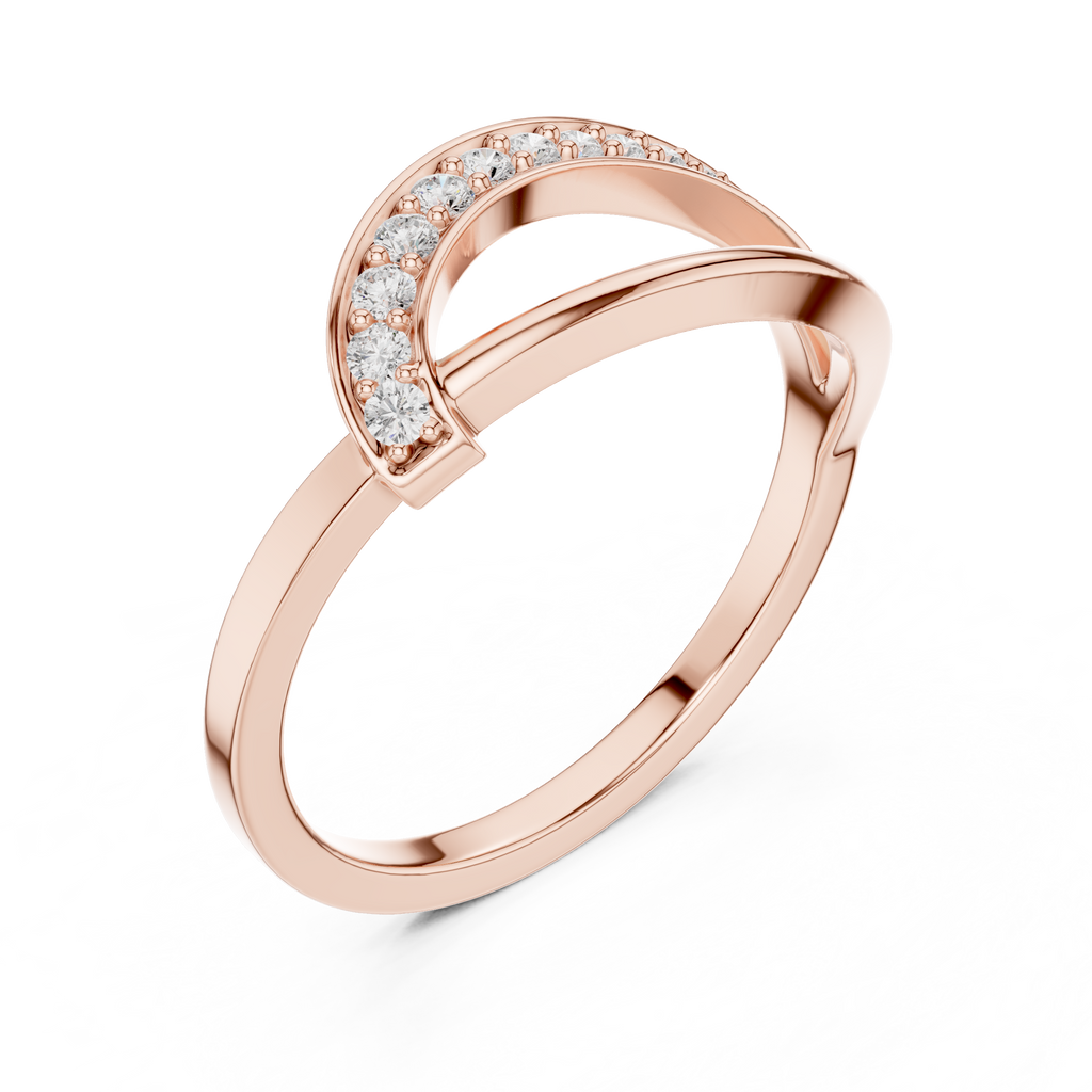 Curved Pavé Diamond Wedding Ring