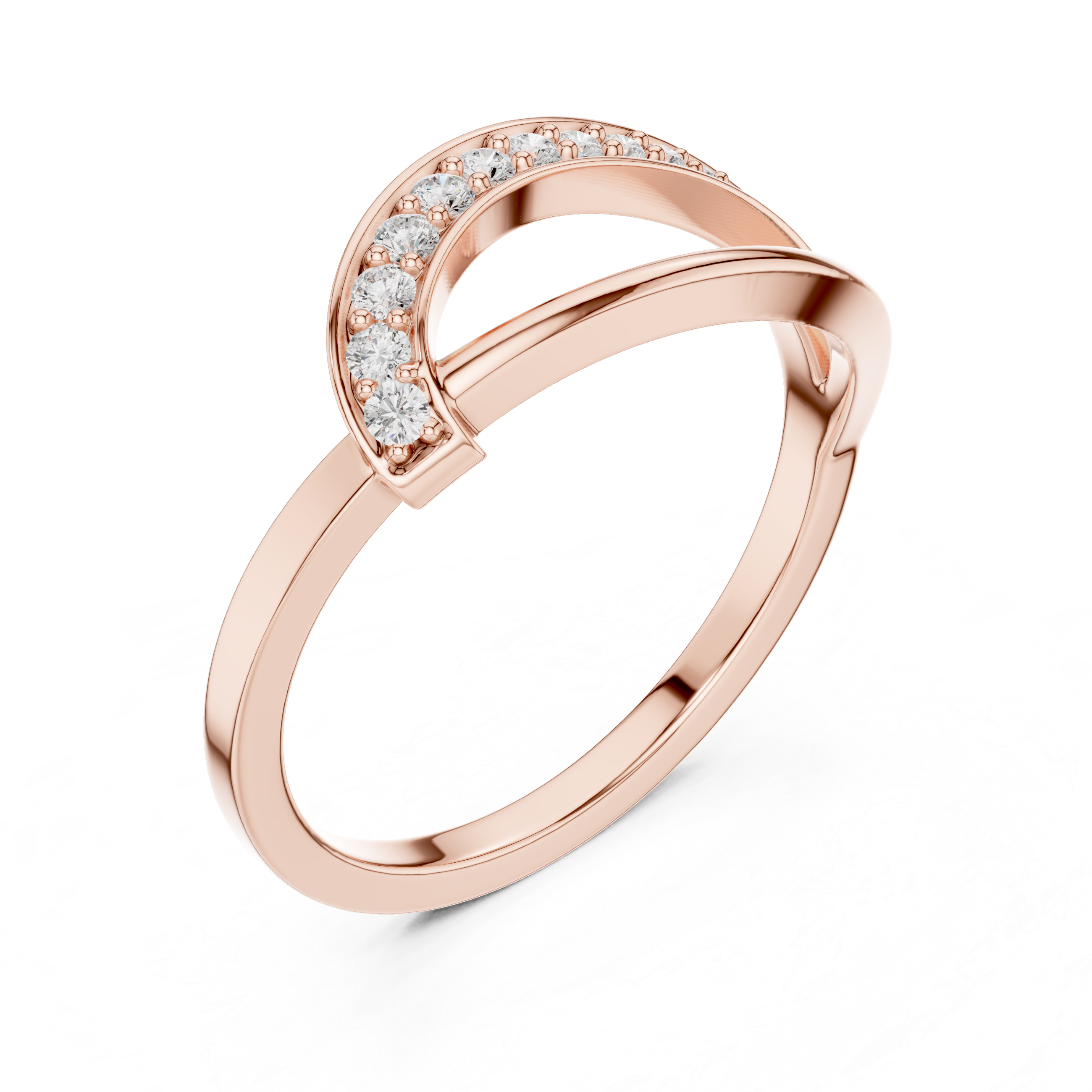 Curved Pavé Diamond Wedding Ring