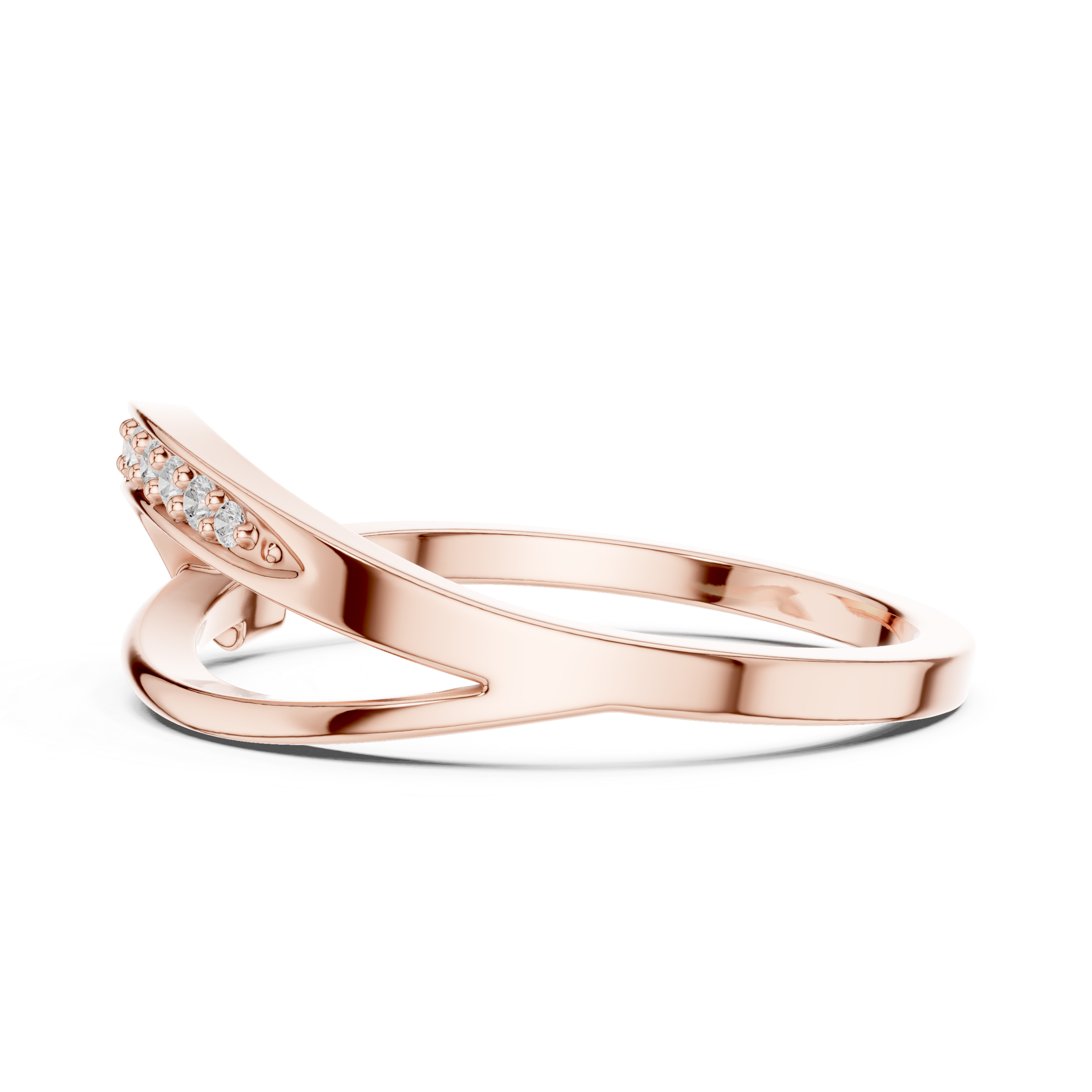 Curved Pavé Diamond Wedding Ring
