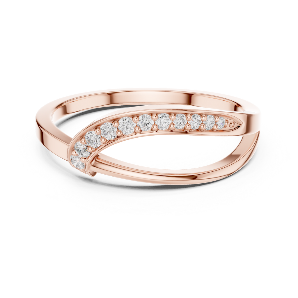 Curved Pavé Diamond Wedding Ring