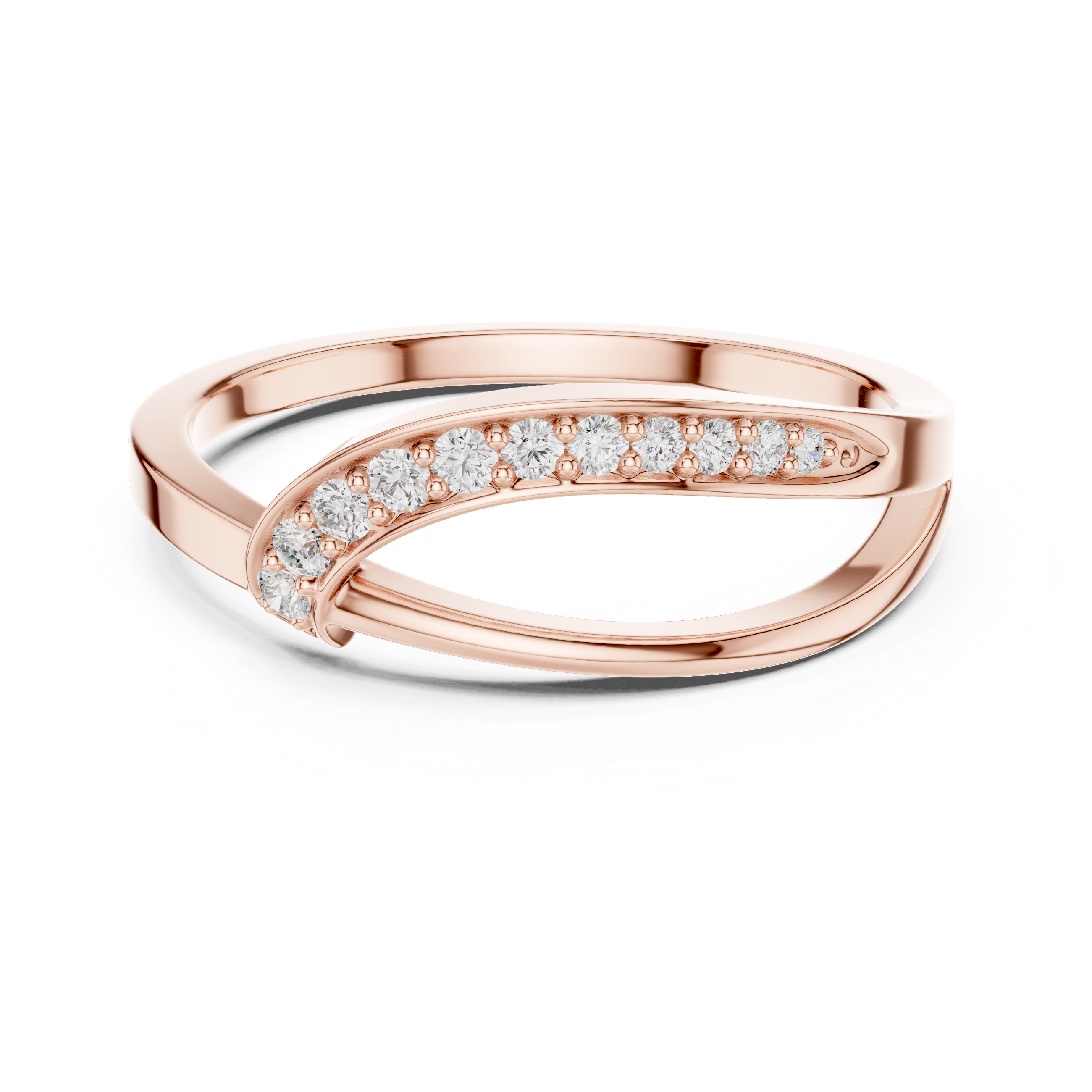 Curved Pavé Diamond Wedding Ring