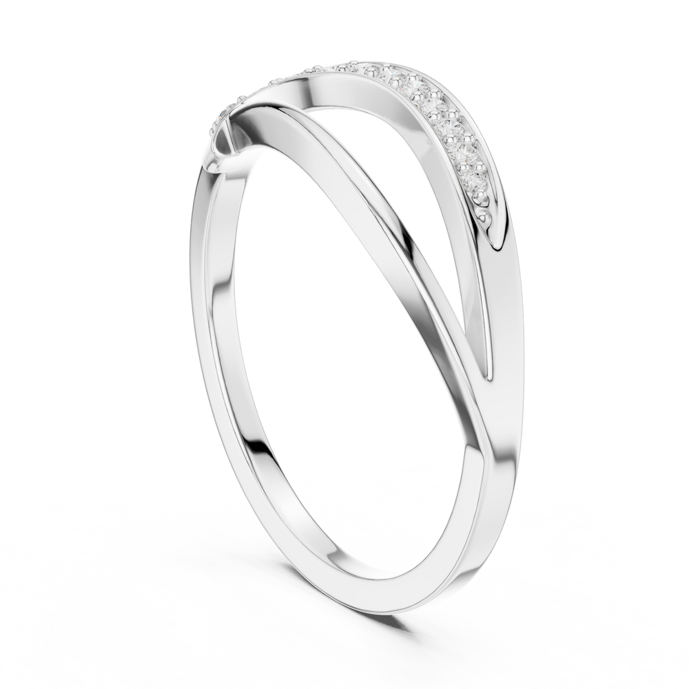 Curved Pavé Diamond Wedding Ring