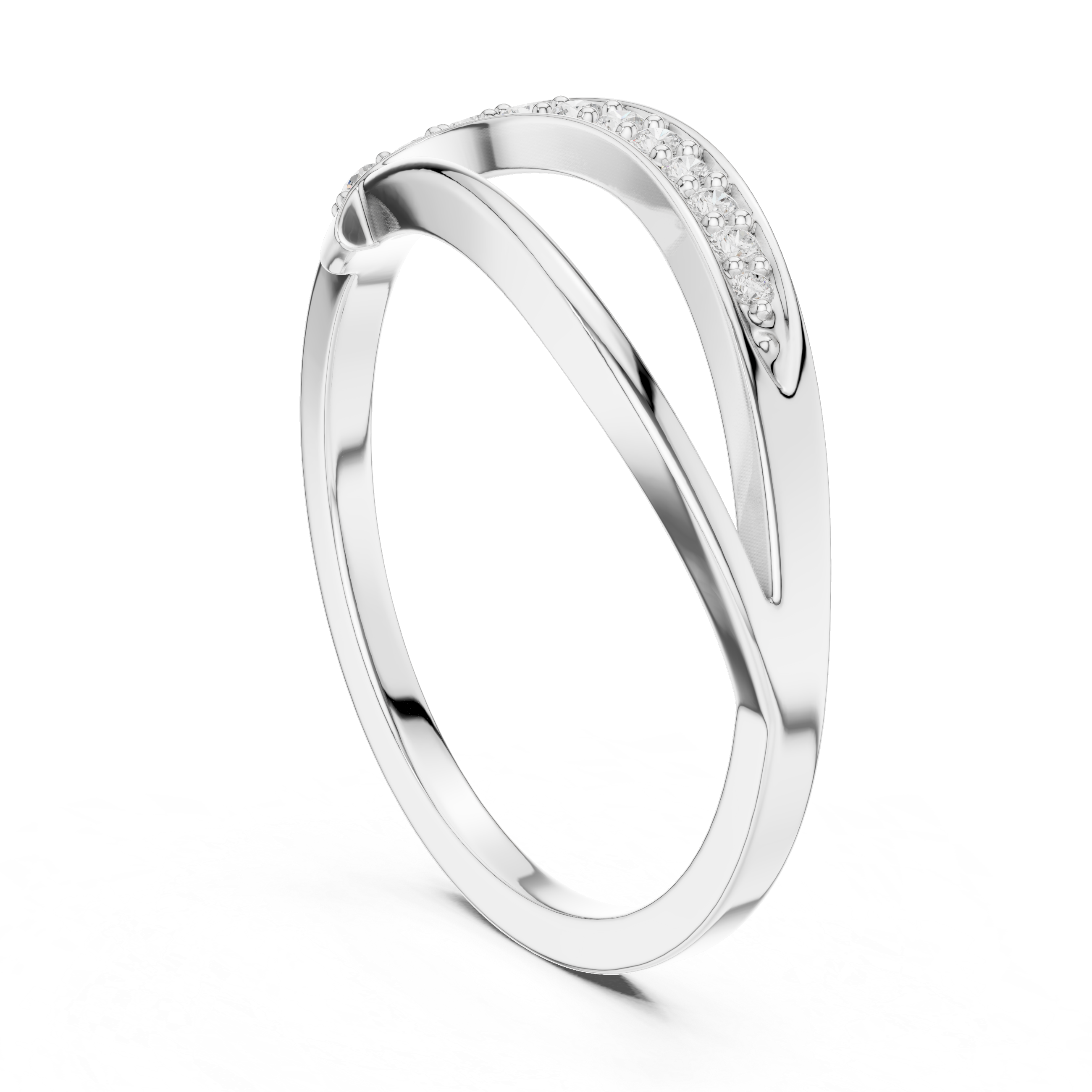 Curved Pavé Diamond Wedding Ring