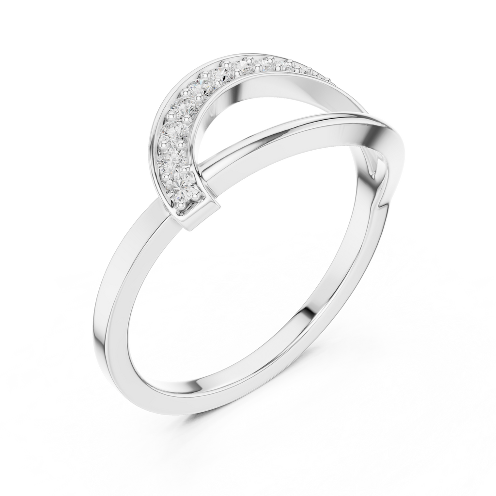 Curved Pavé Diamond Wedding Ring