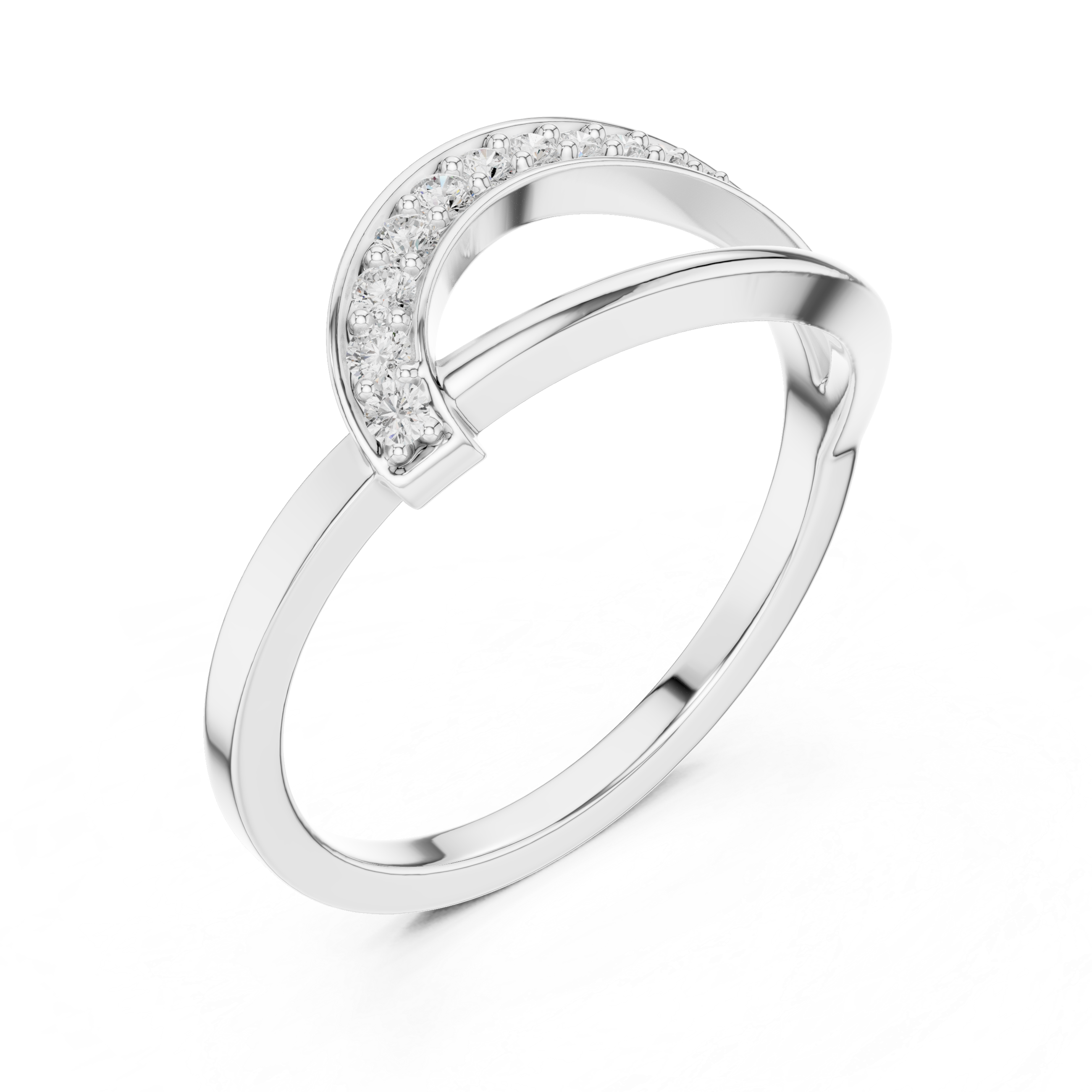 Curved Pavé Diamond Wedding Ring