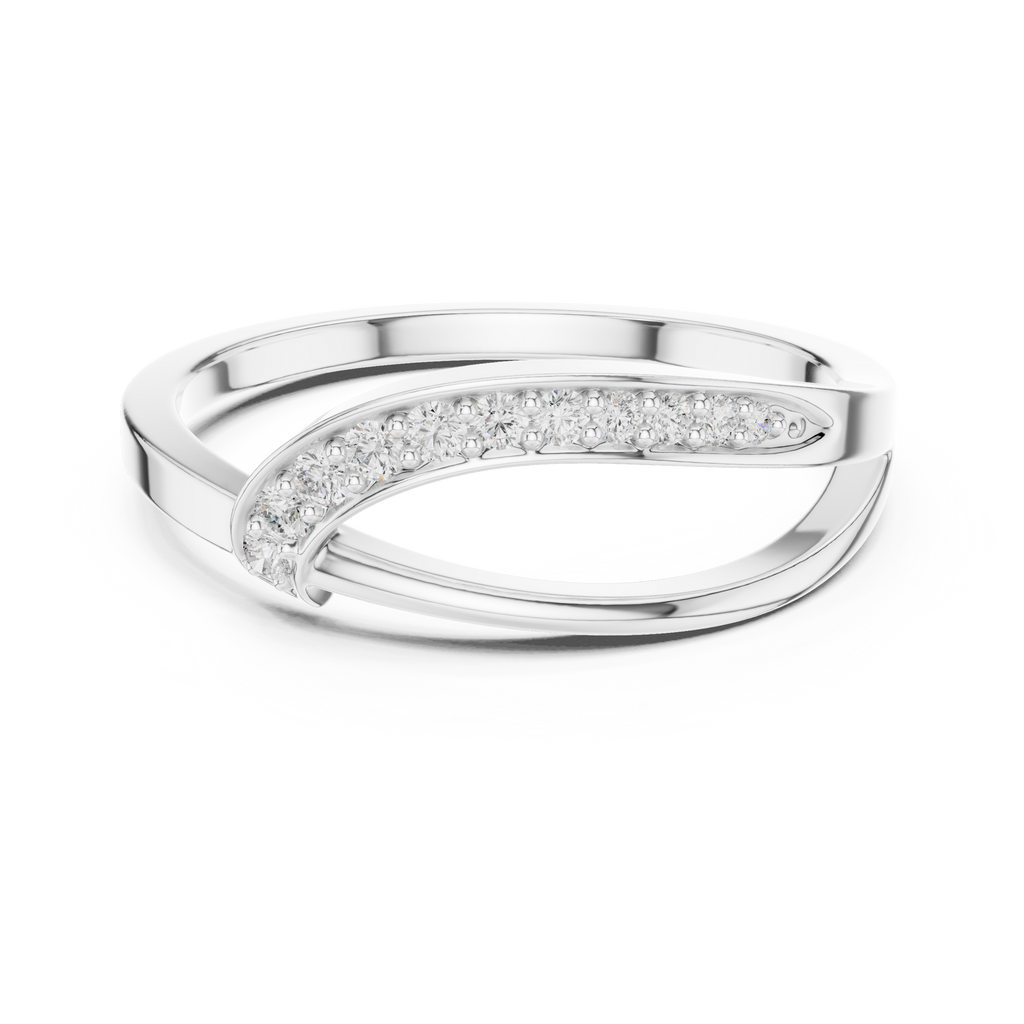 Curved Pavé Diamond Wedding Ring