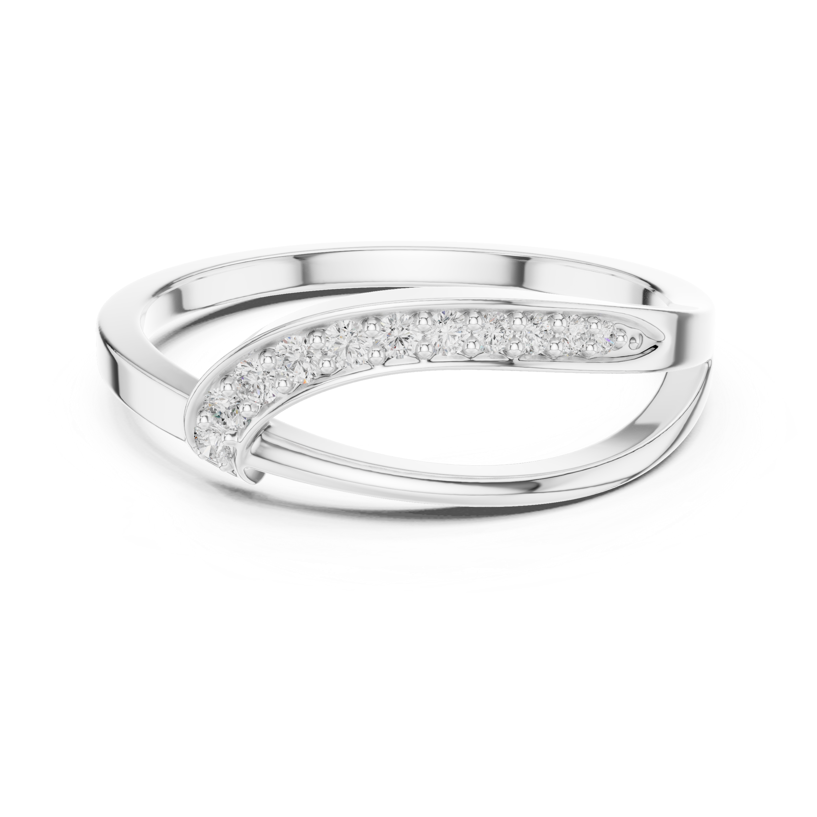 Curved Pavé Diamond Wedding Ring