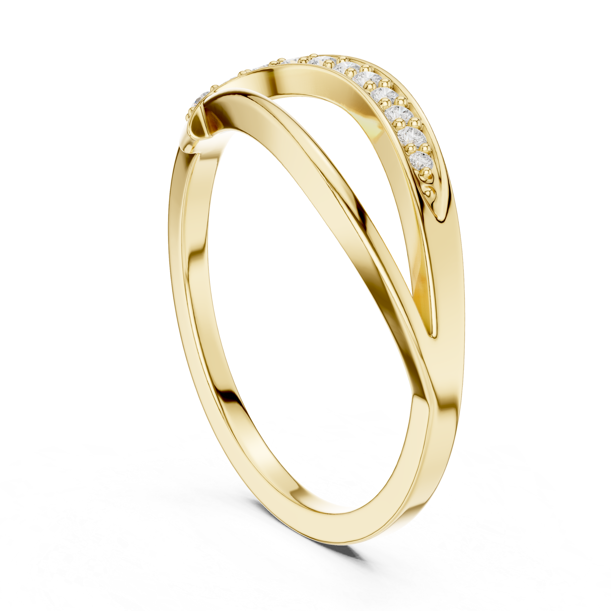 Curved Pavé Diamond Wedding Ring