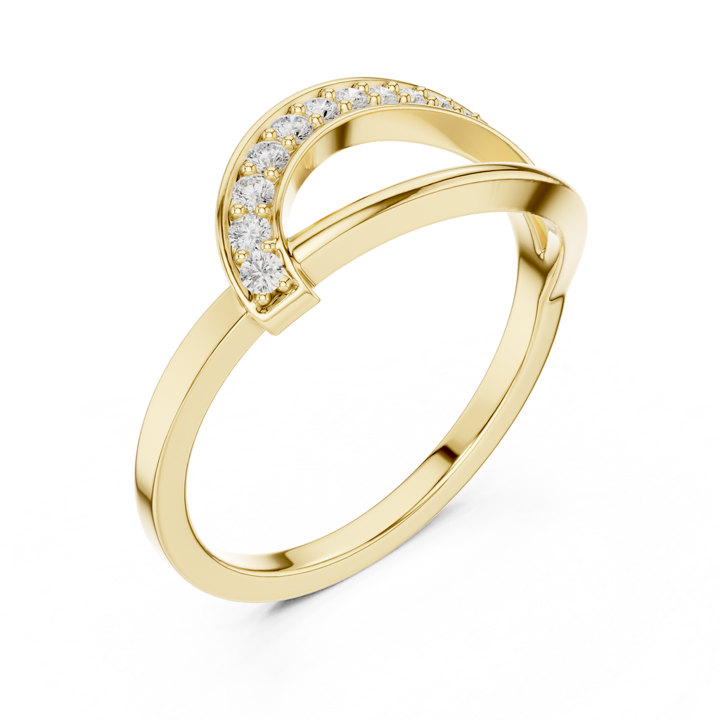 Curved Pavé Diamond Wedding Ring