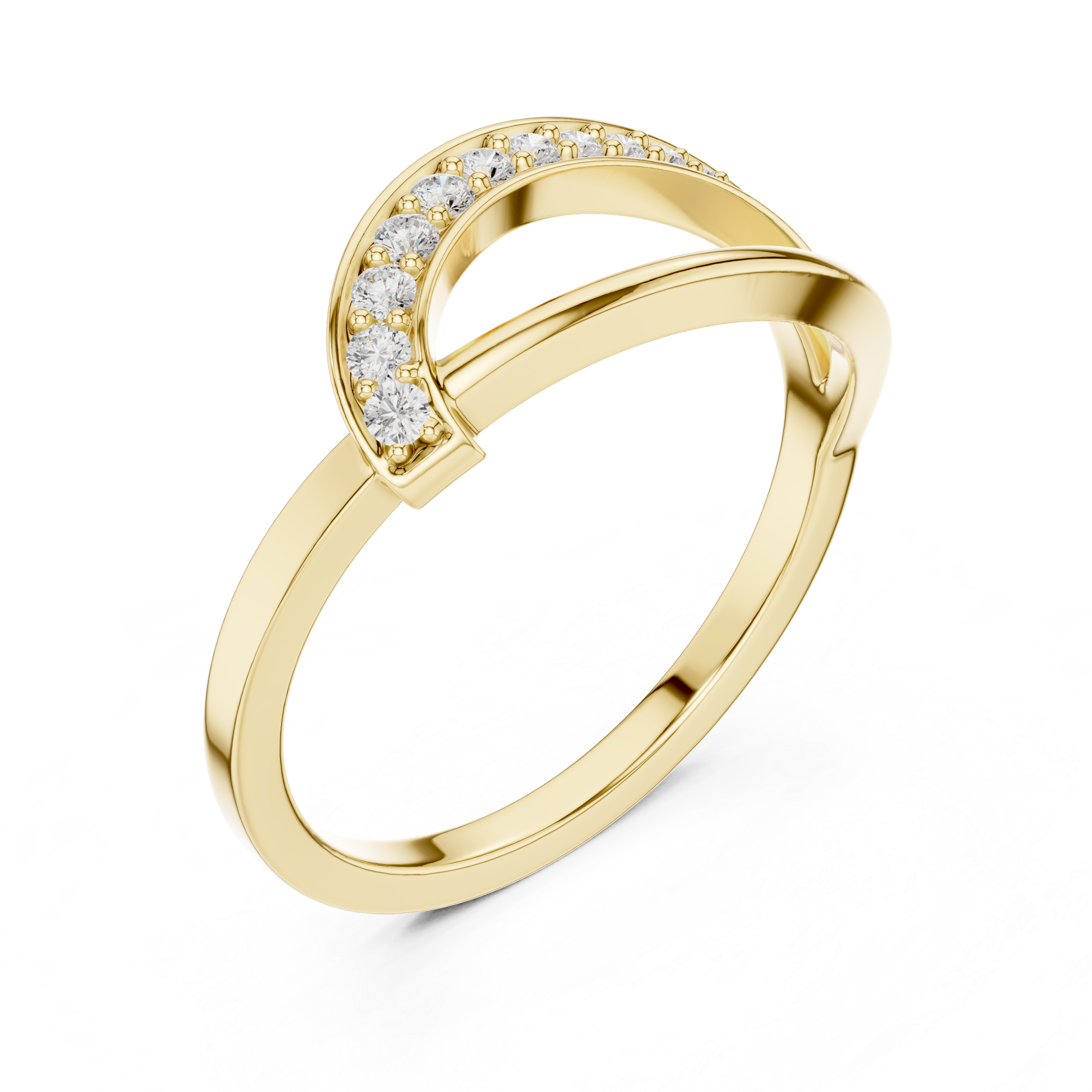 Curved Pavé Diamond Wedding Ring