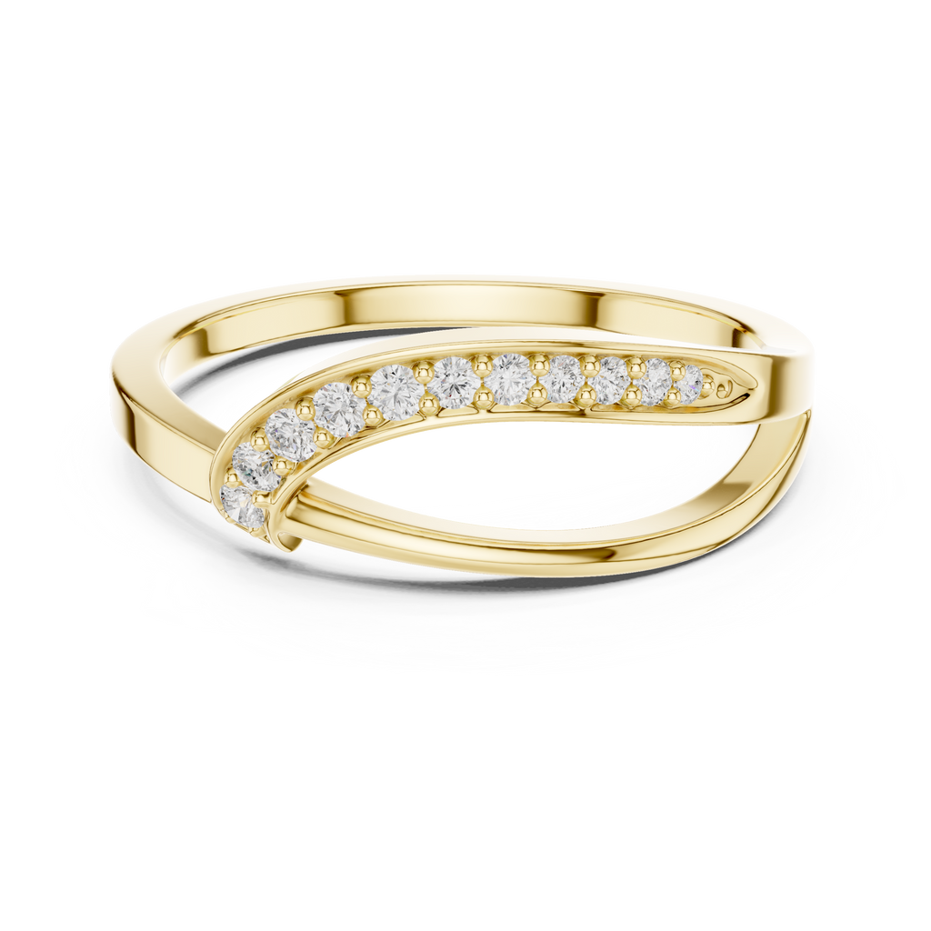 Curved Pavé Diamond Wedding Ring