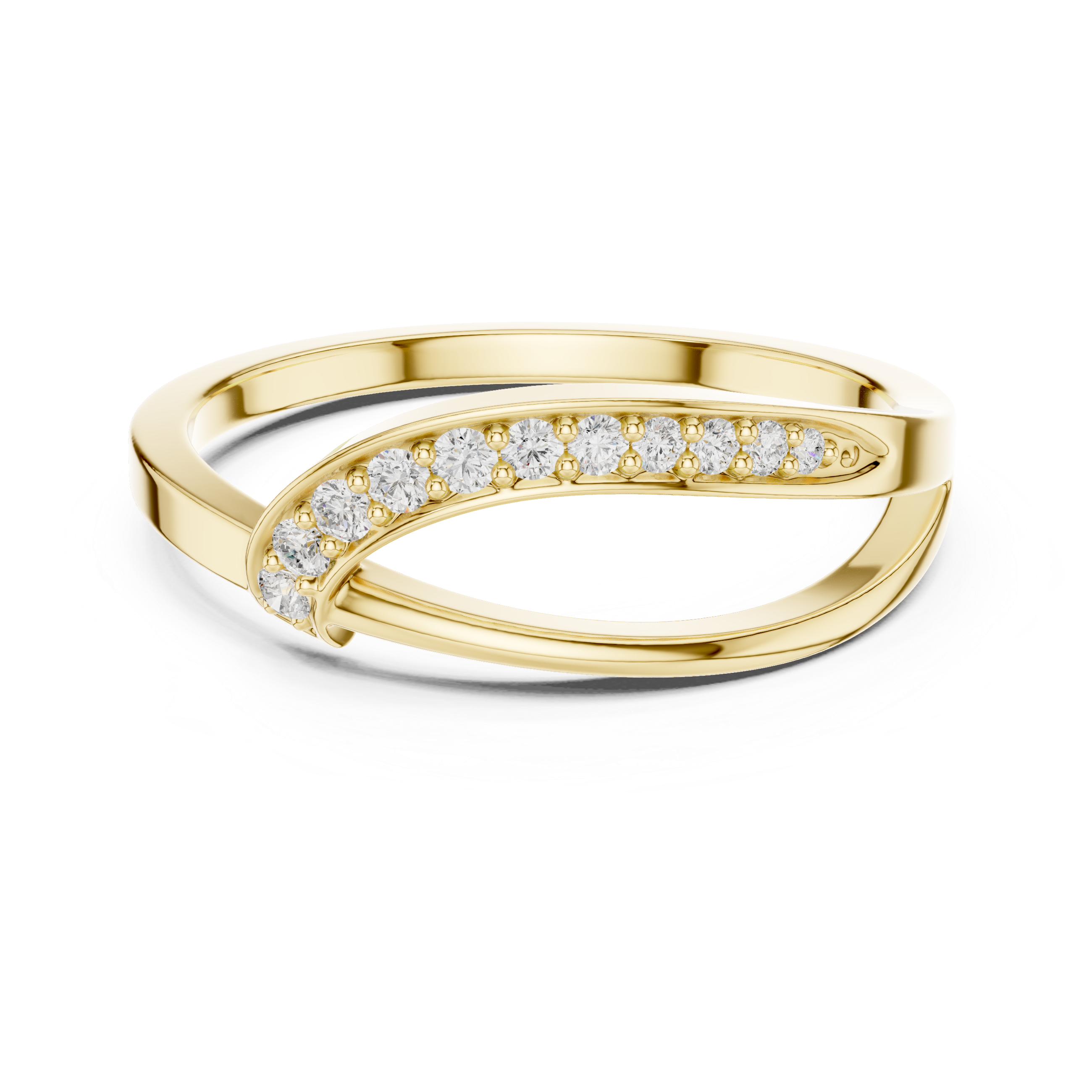 Curved Pavé Diamond Wedding Ring