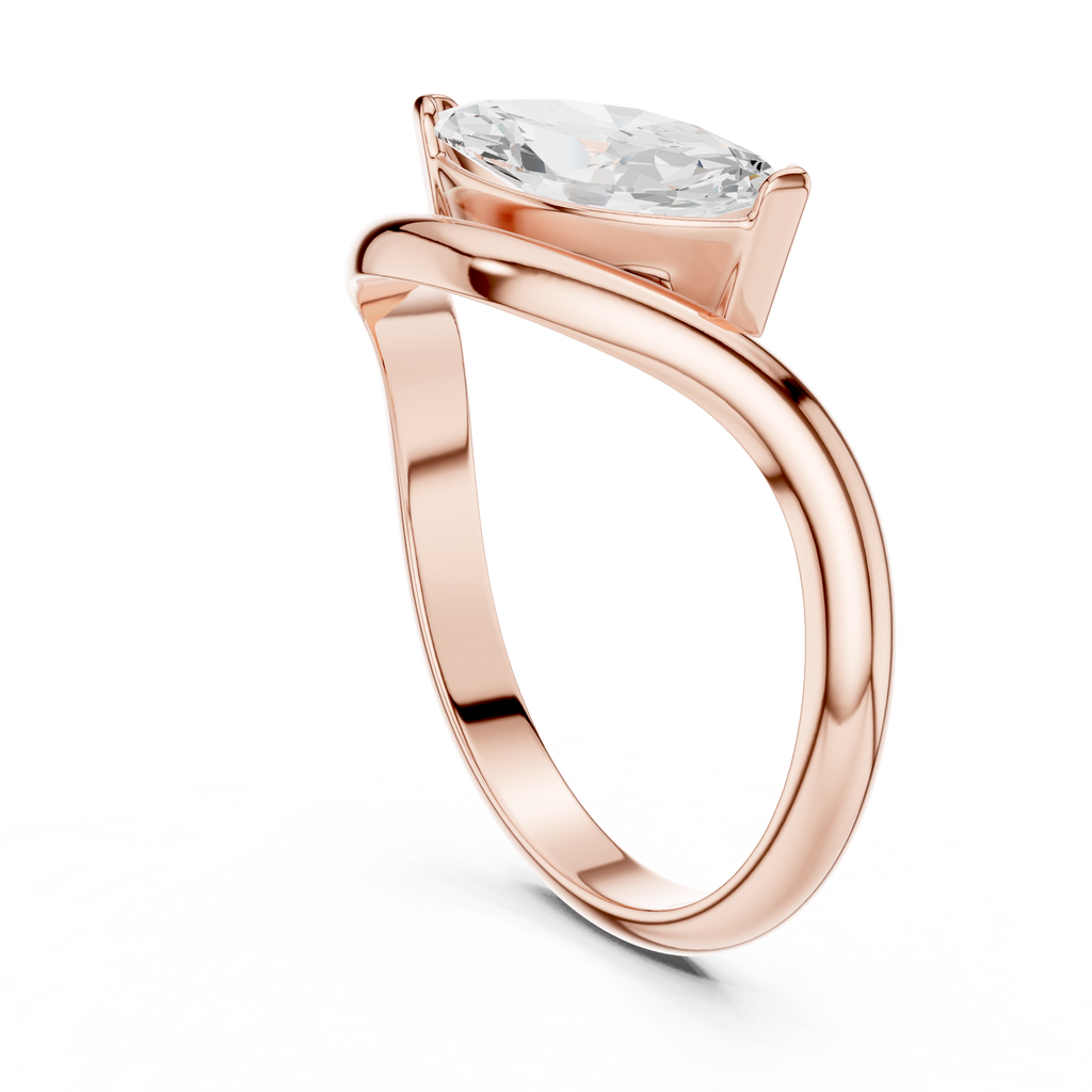 Marquise Cut Solitaire Diamond Bypass Ring