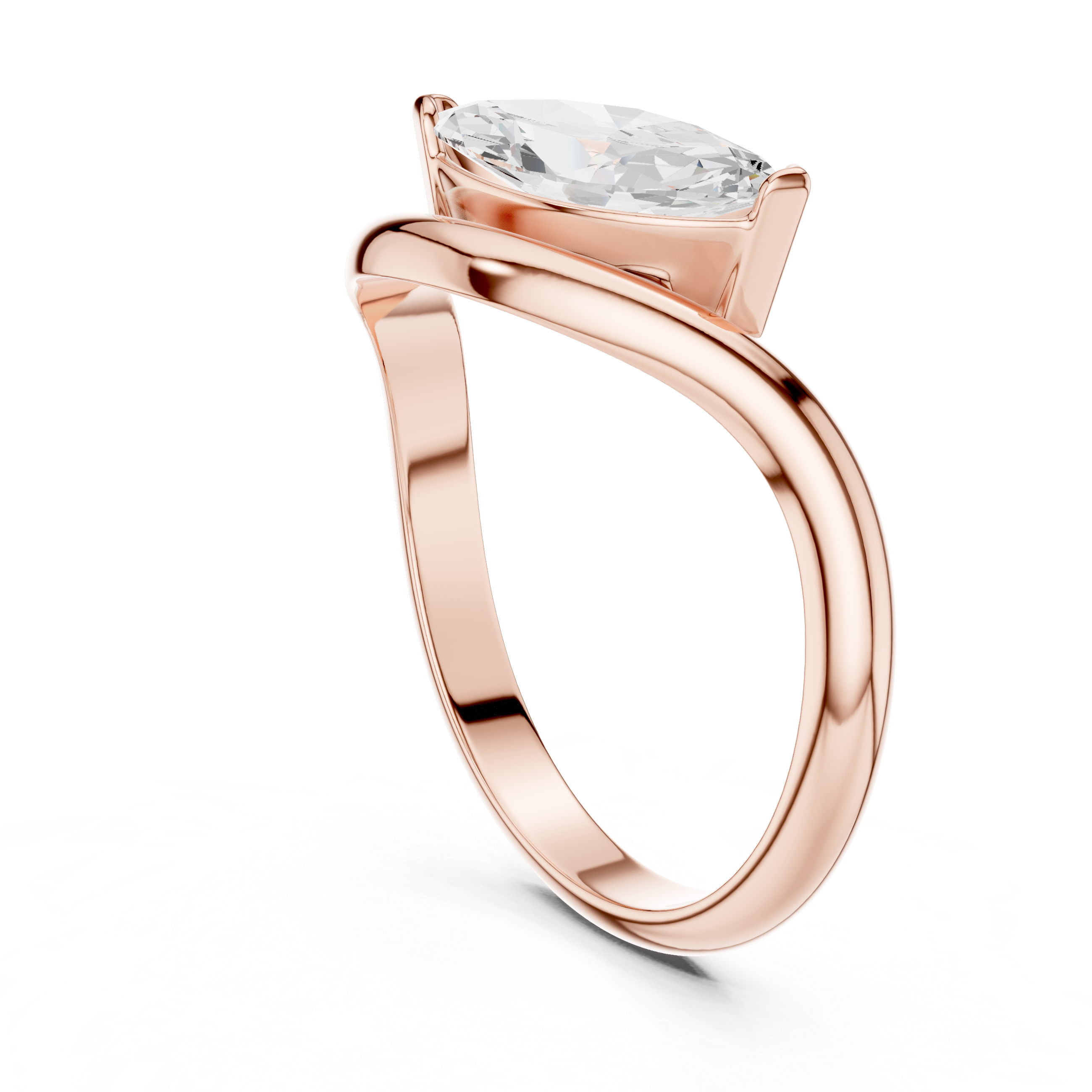 Marquise Cut Solitaire Diamond Bypass Ring
