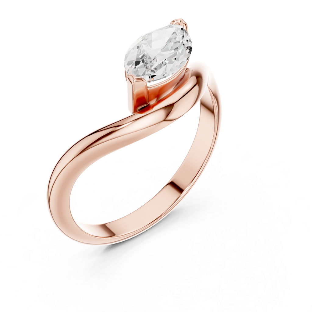 Marquise Cut Solitaire Diamond Bypass Ring