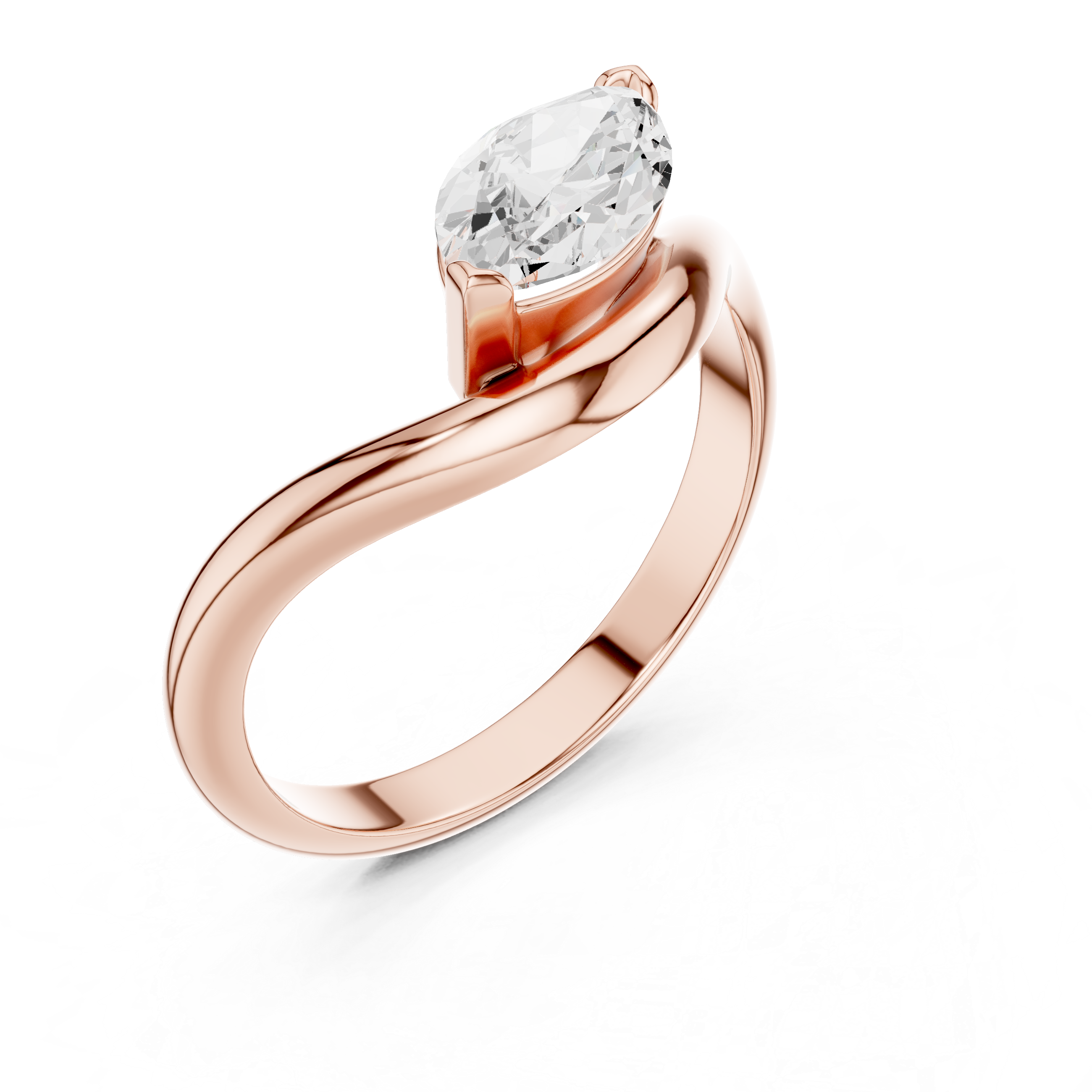 Marquise Cut Solitaire Diamond Bypass Ring