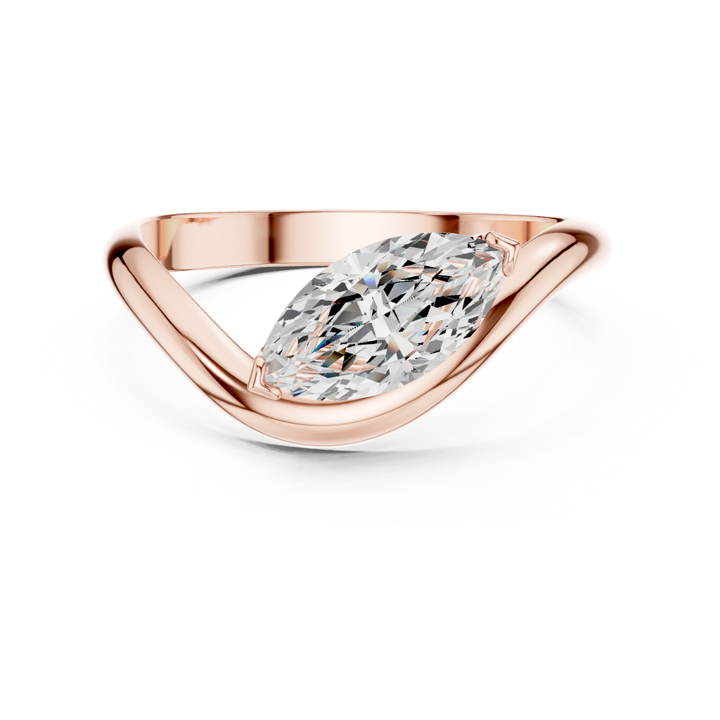 Marquise Cut Solitaire Diamond Bypass Ring