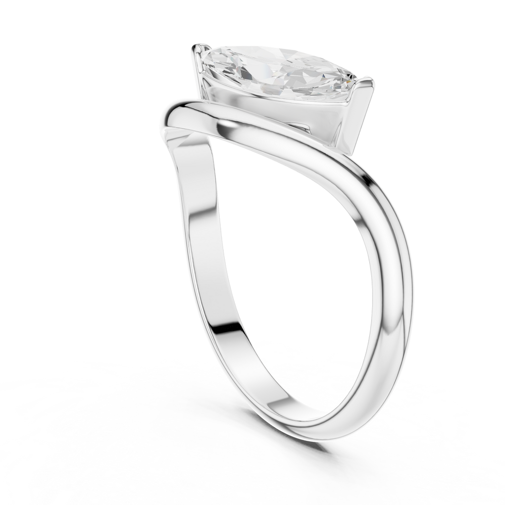 Marquise Cut Solitaire Diamond Bypass Ring