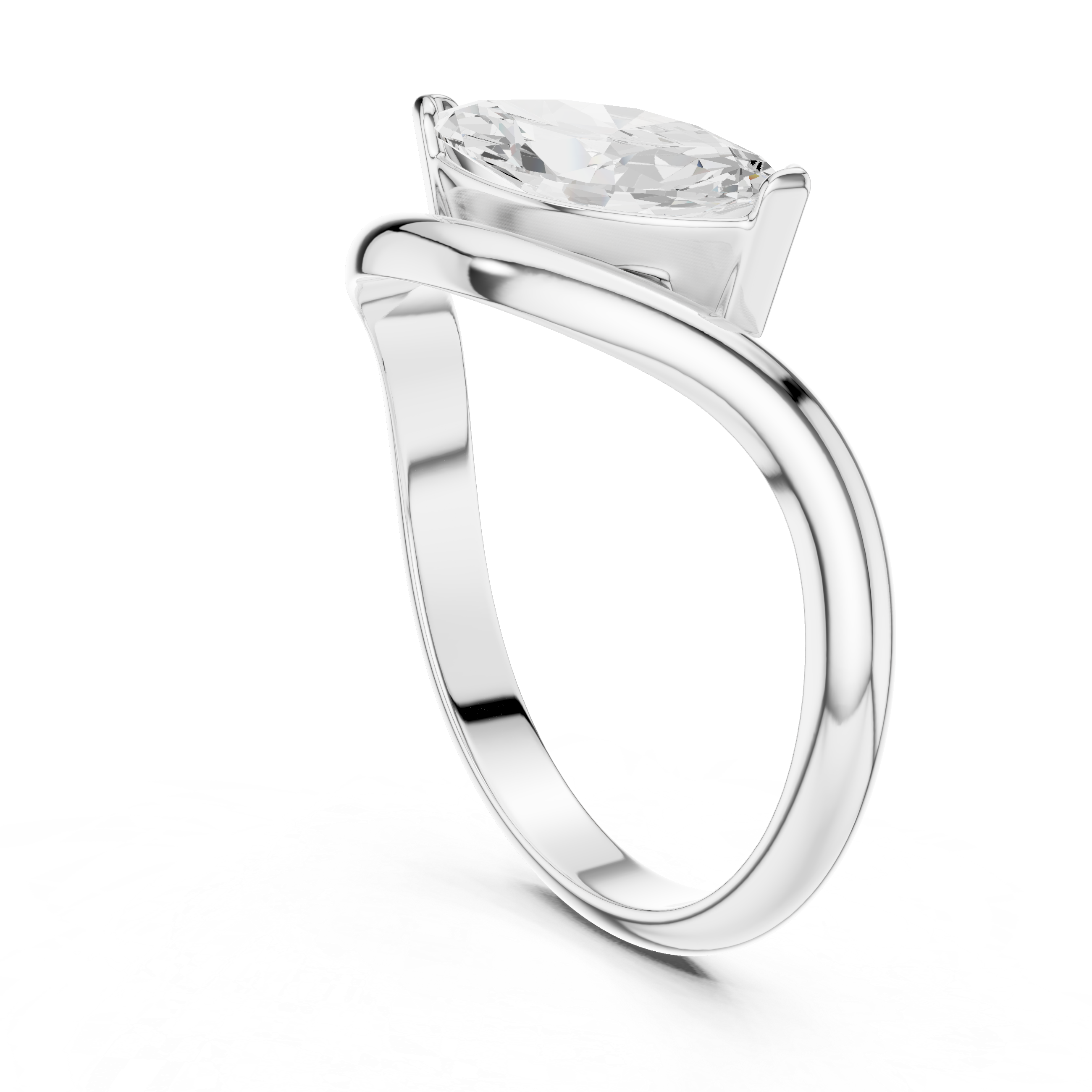Marquise Cut Solitaire Diamond Bypass Ring