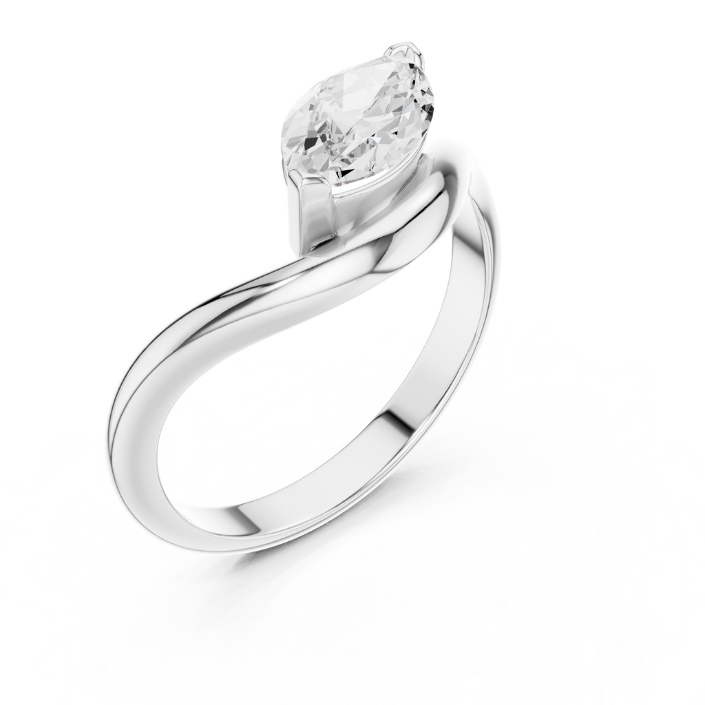 Marquise Cut Solitaire Diamond Bypass Ring