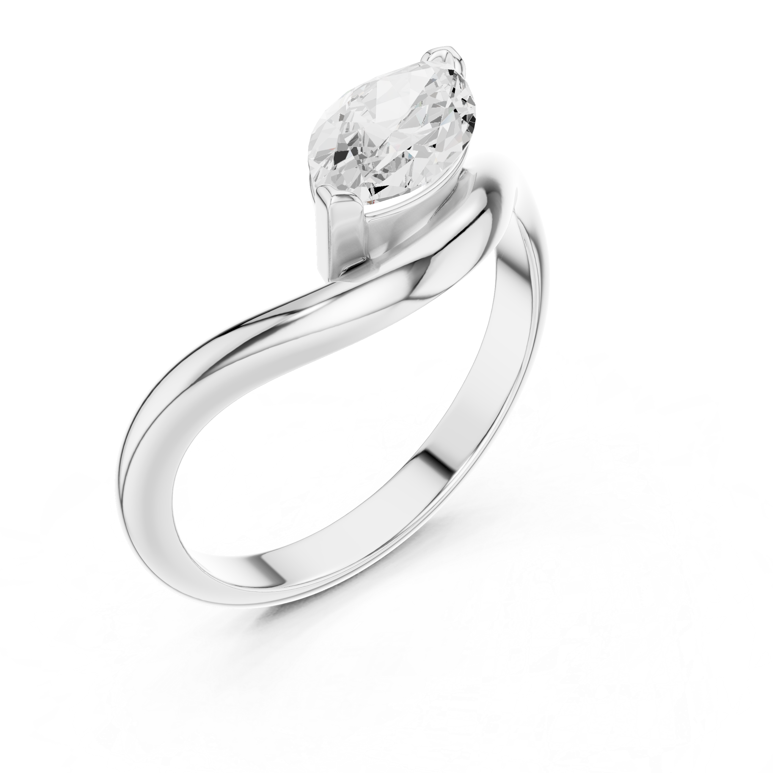 Marquise Cut Solitaire Diamond Bypass Ring