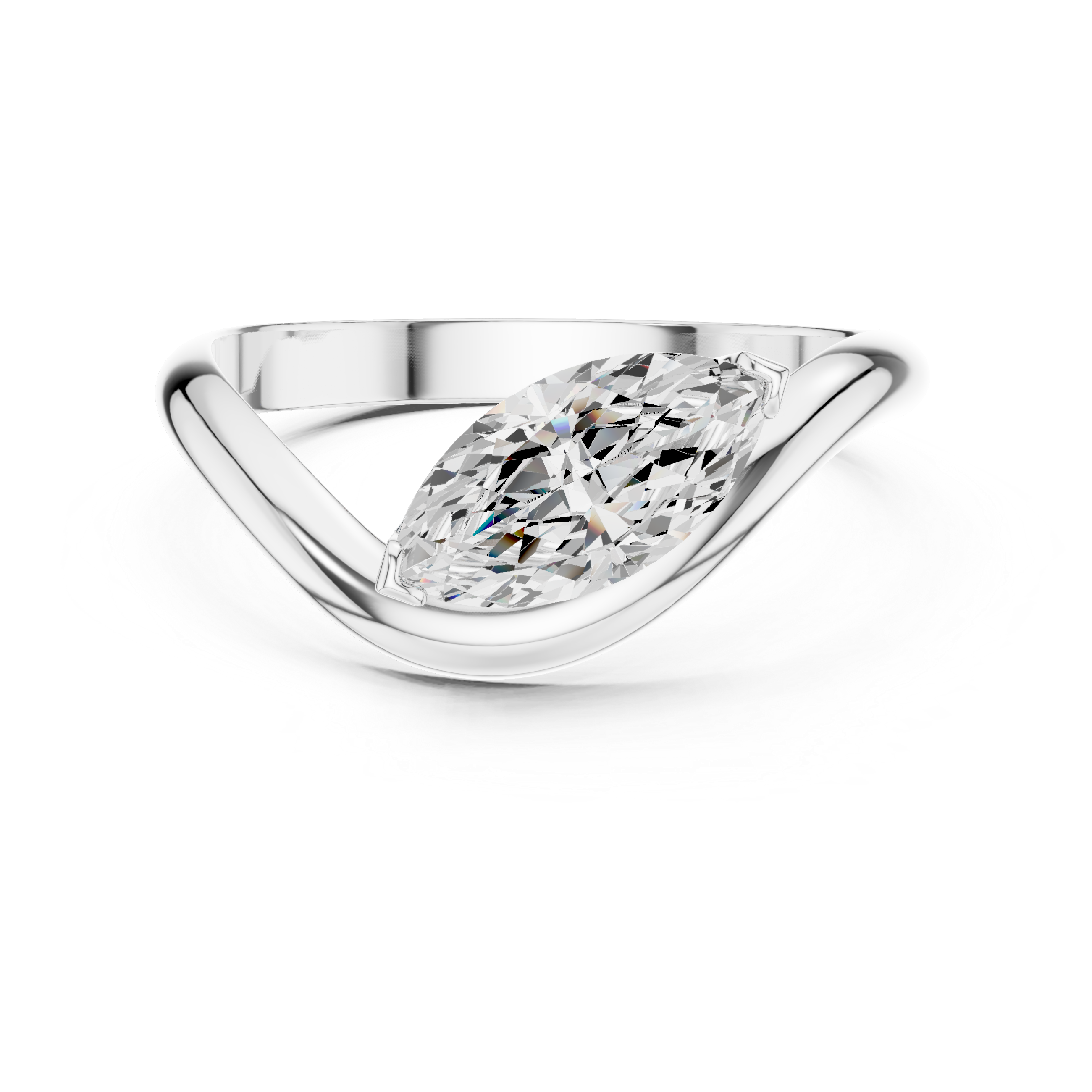 Marquise Cut Solitaire Diamond Bypass Ring
