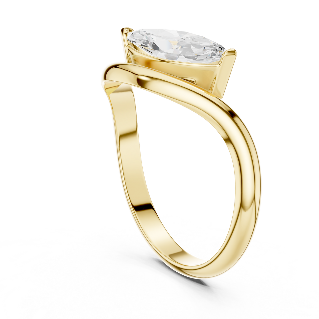 Marquise Cut Solitaire Diamond Bypass Ring