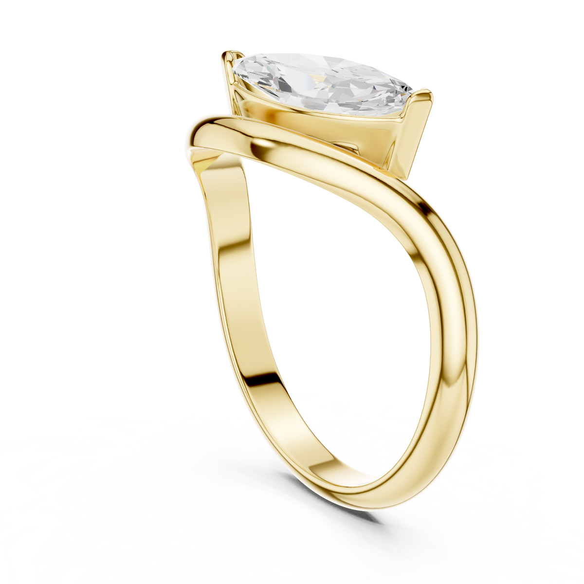 Marquise Cut Solitaire Diamond Bypass Ring – view 10 of 12, lab grown diamond ring | Jewelix Atelier