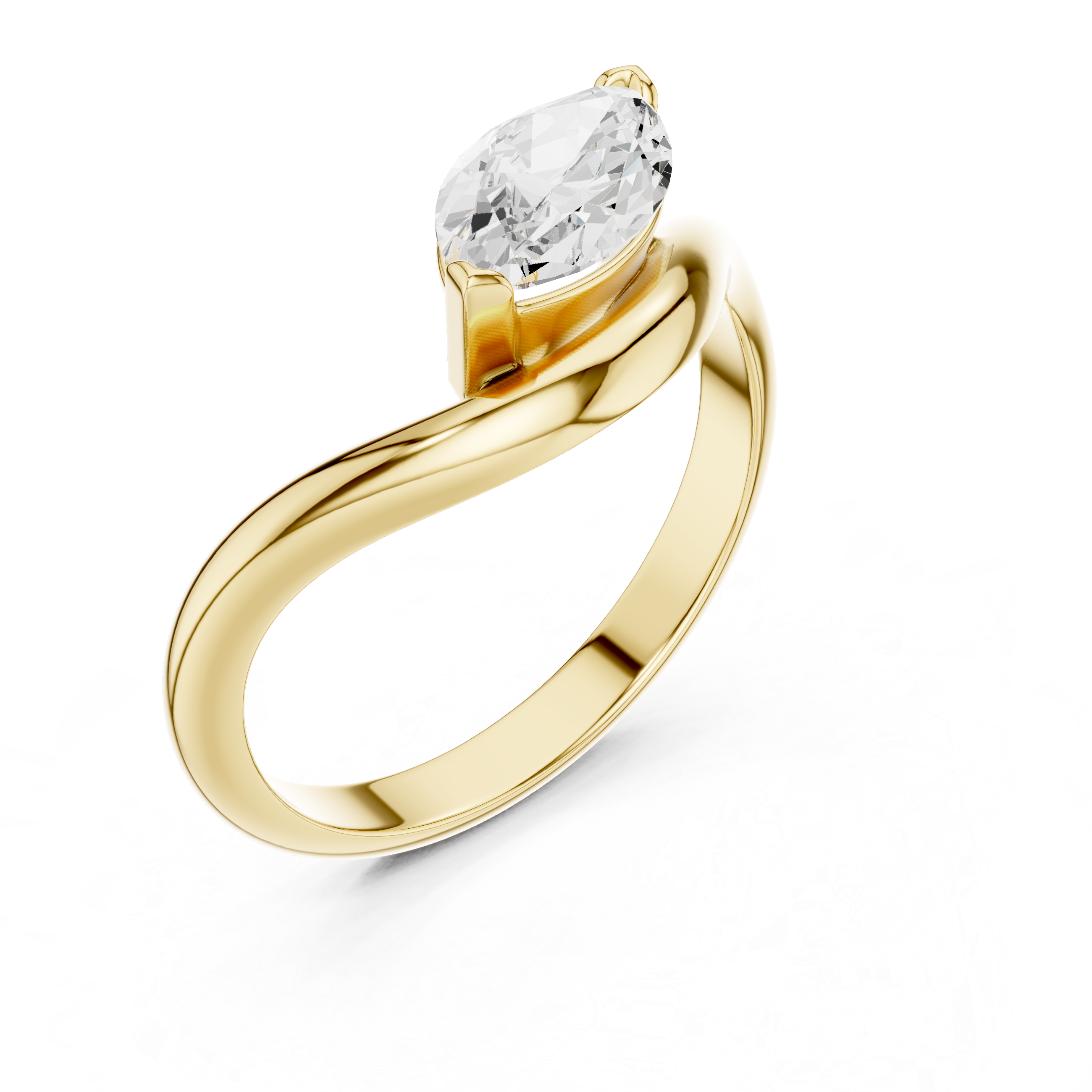 Marquise Cut Solitaire Diamond Bypass Ring