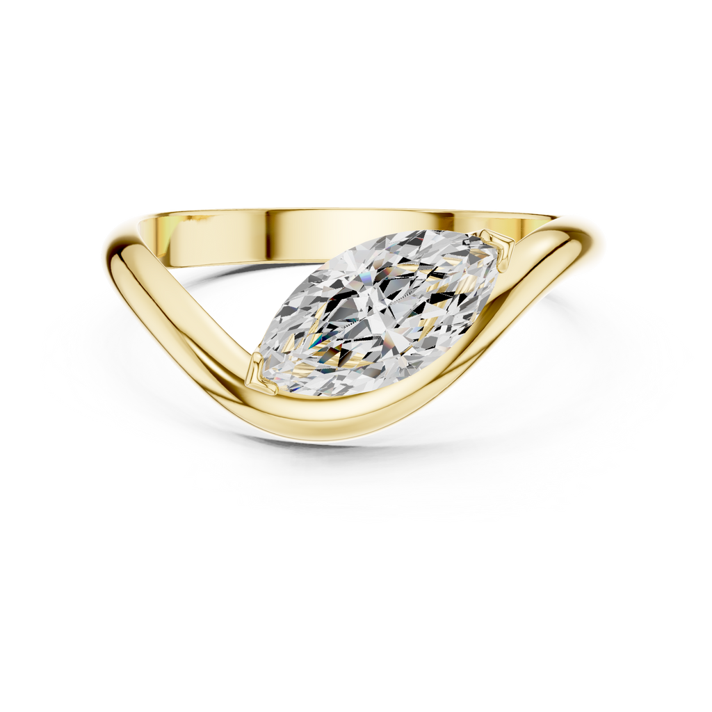 Marquise Cut Solitaire Diamond Bypass Ring