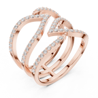 Multi-Row Pavé Diamond Crossover Ring