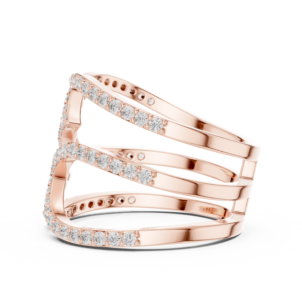 Multi-Row Pavé Diamond Crossover Ring