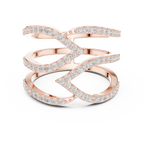 Multi-Row Pavé Diamond Crossover Ring