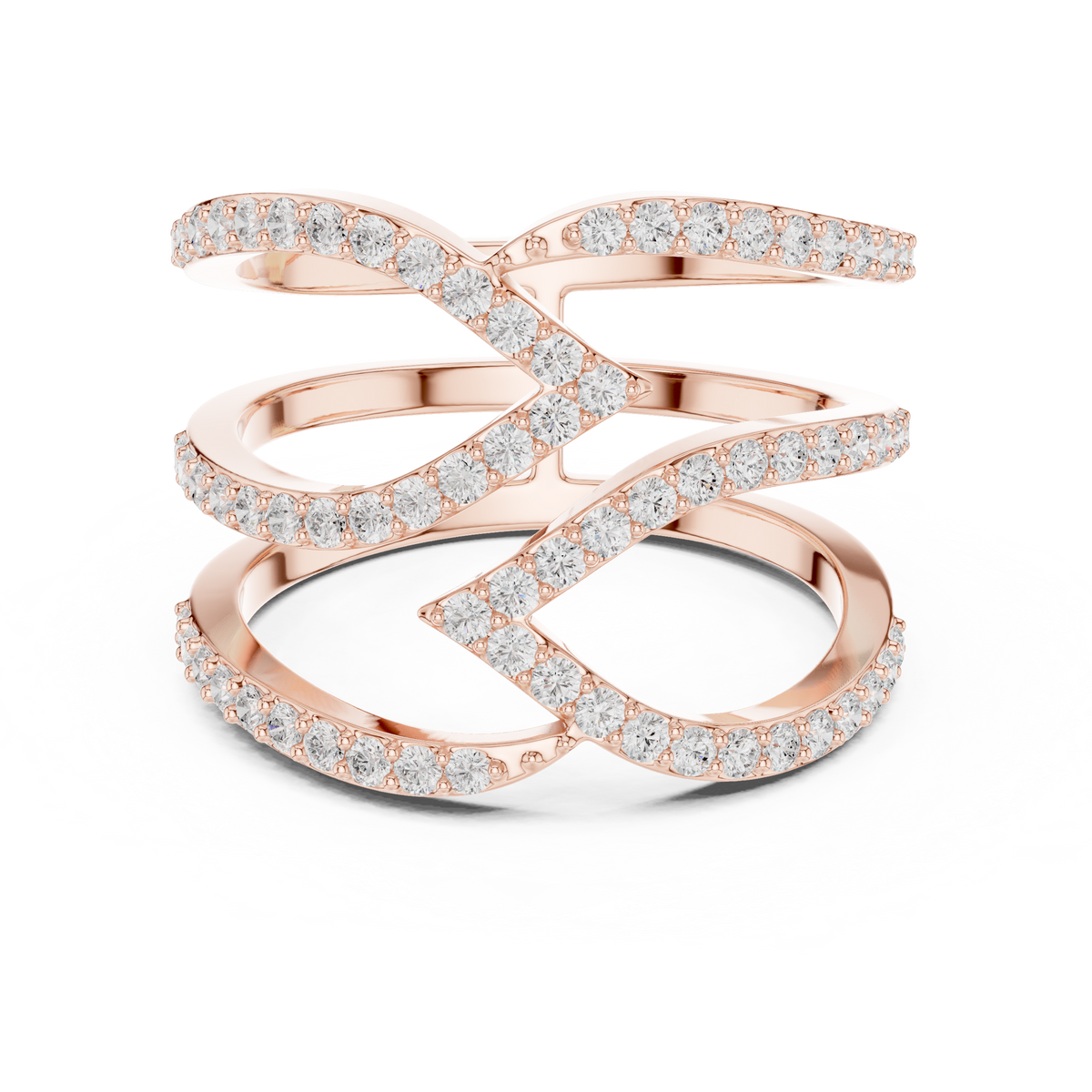 Infinity Luxe Multi-Row Pavé Diamond Crossover Ring – view 5 of 12, lab grown diamond ring | Jewelix Atelier