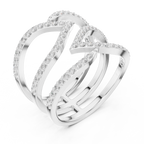 Multi-Row Pavé Diamond Crossover Ring