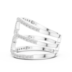 Multi-Row Pavé Diamond Crossover Ring
