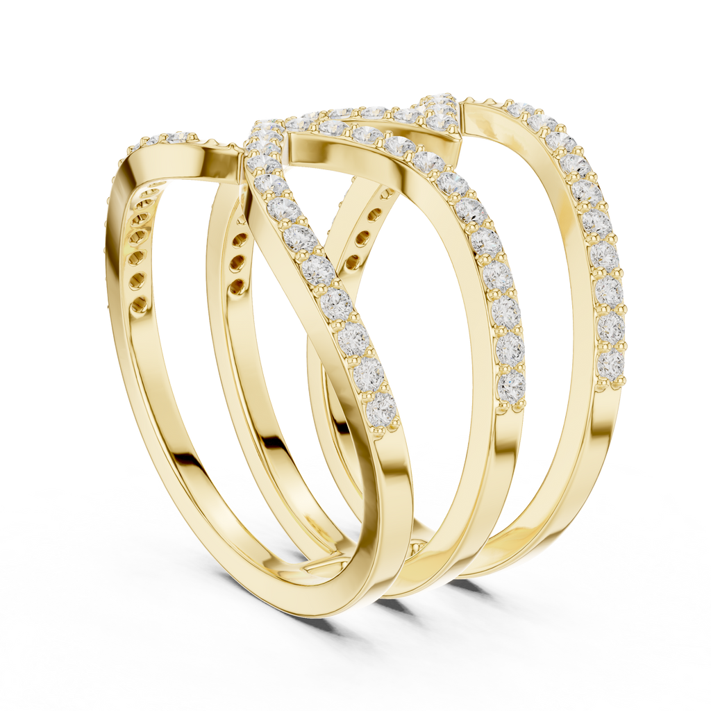Multi-Row Pavé Diamond Crossover Ring